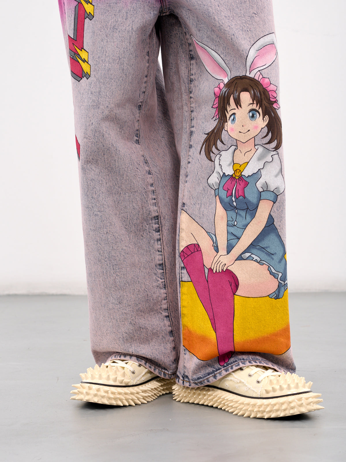 Hand-Painted Anime Denim Jeans (06PT296-PINK)