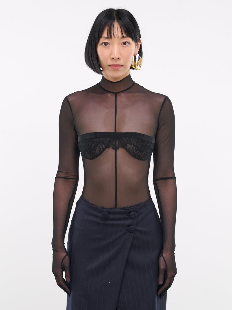 High Neck Mesh Bodysuit (SBHL075-BLACK)