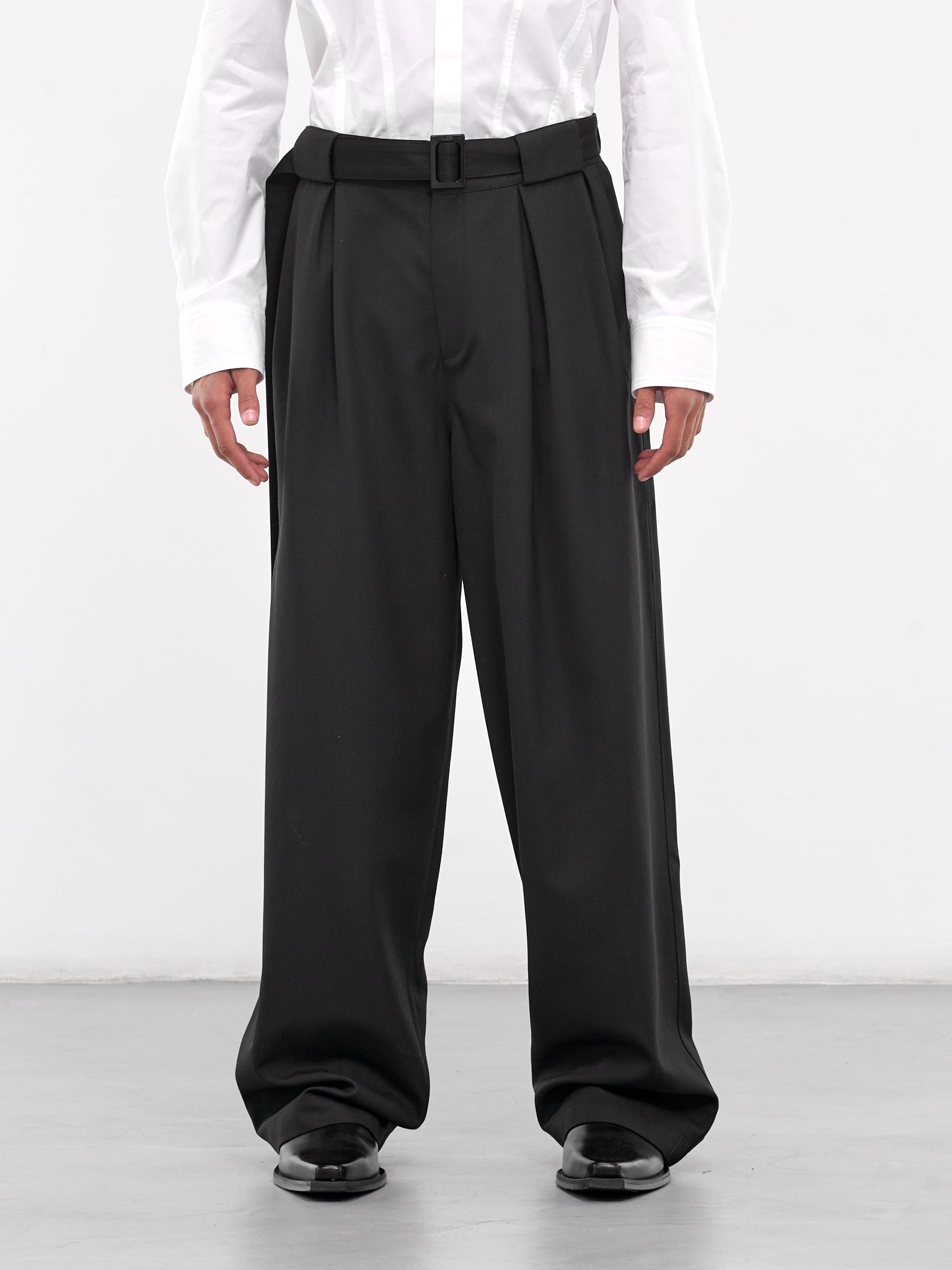 Box Pleated Smoking Trousers (0734S-T115-BLACK)