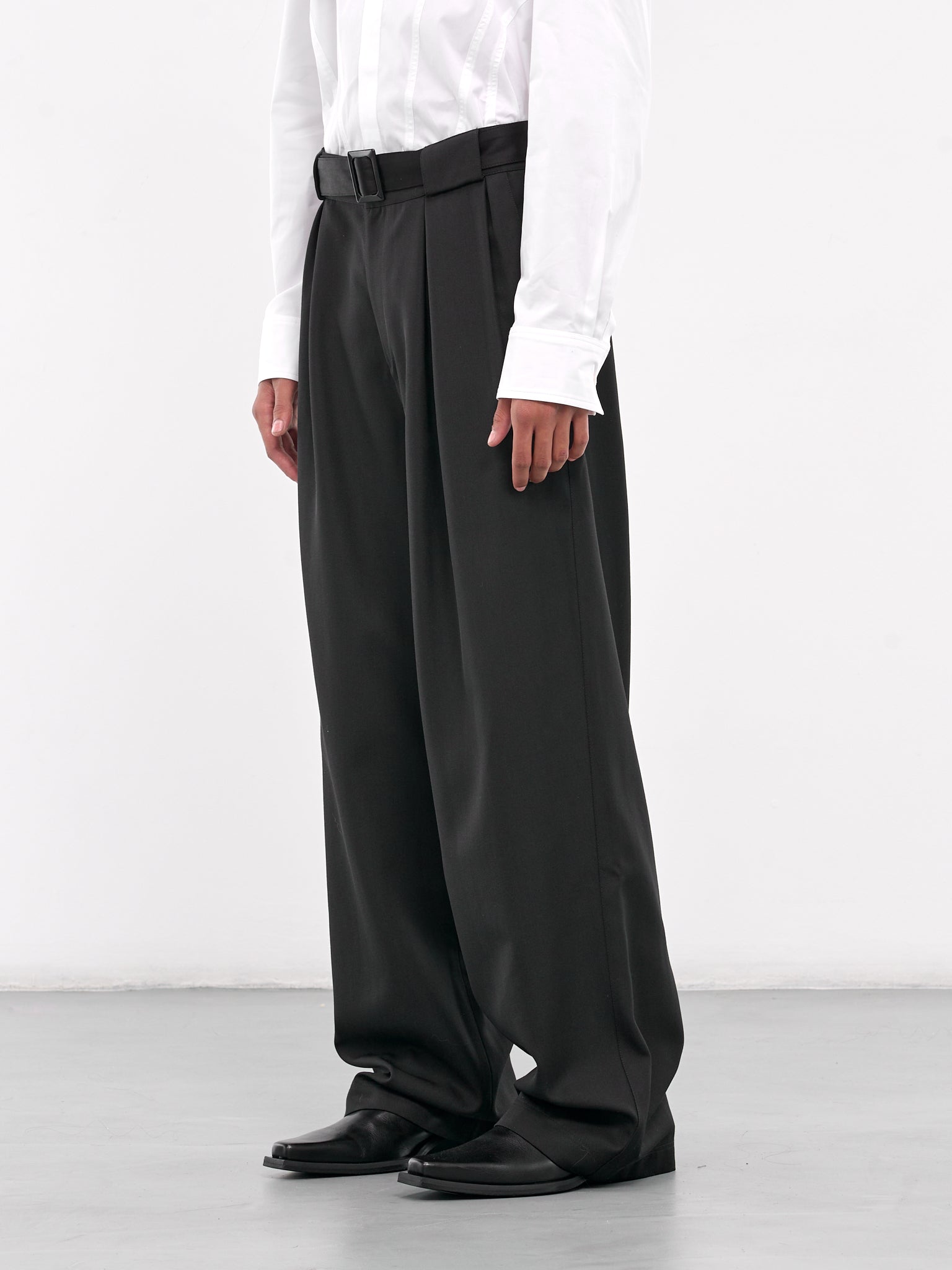 Box Pleated Smoking Trousers (0734S-T115-BLACK)