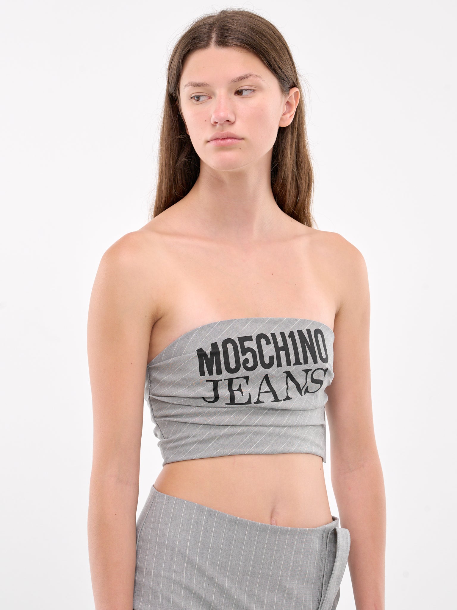 Pinstripe Logo Tube Top (A0812-8725-MULTI-GREY)