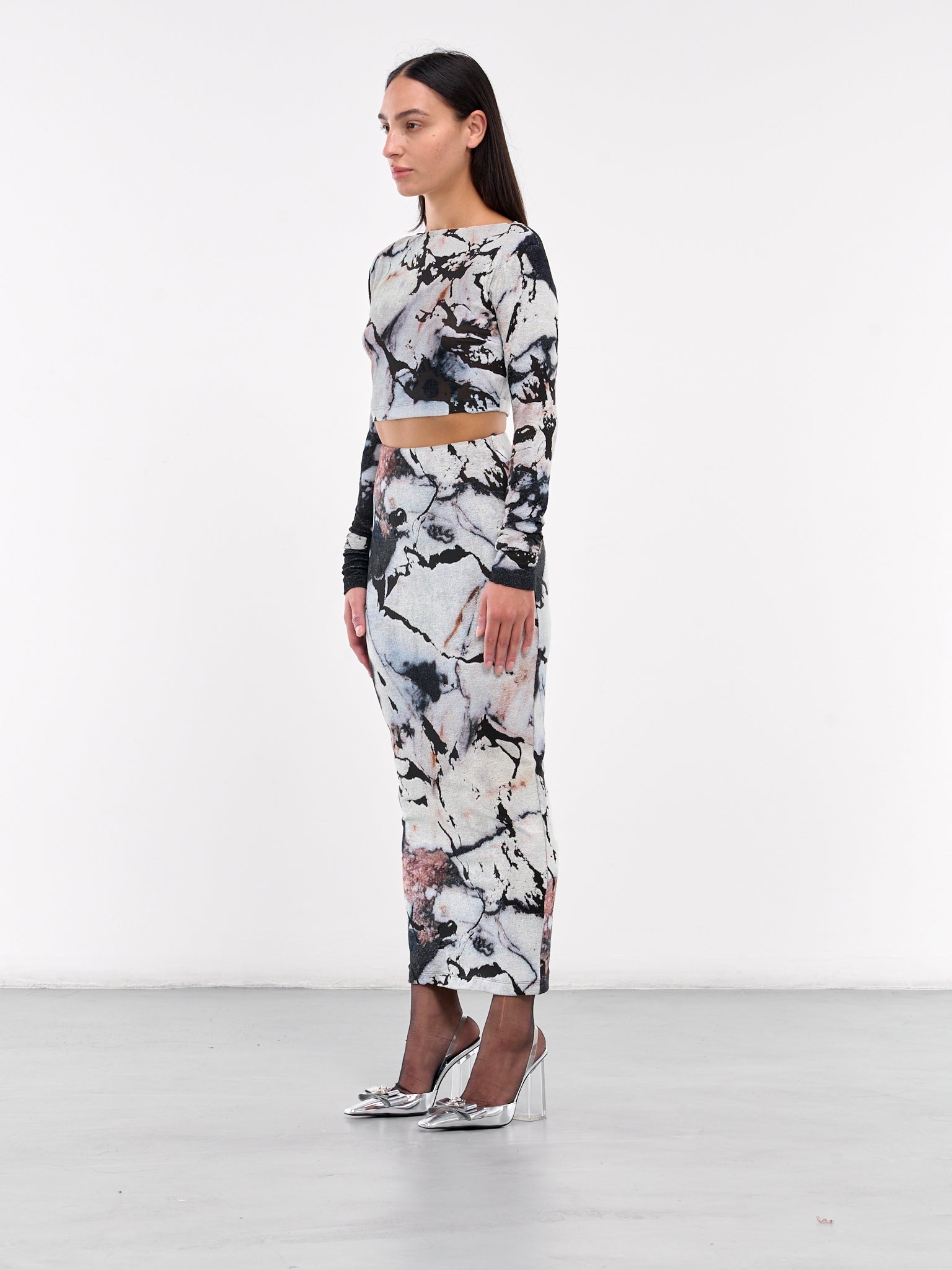 Marble Print Dress (TWT115-CPN18C-BIANCO-NERO)