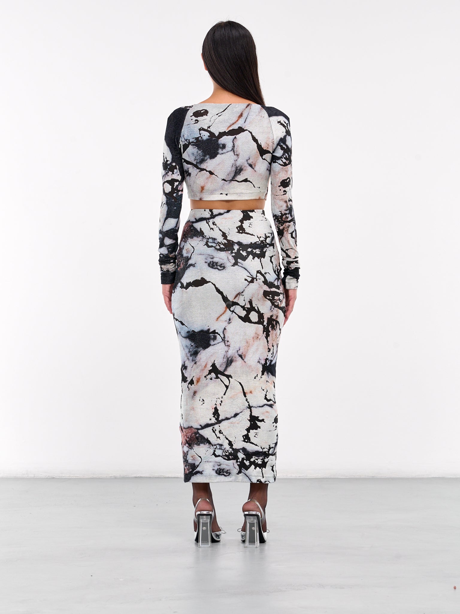 Marble Print Dress (TWT115-CPN18C-BIANCO-NERO)