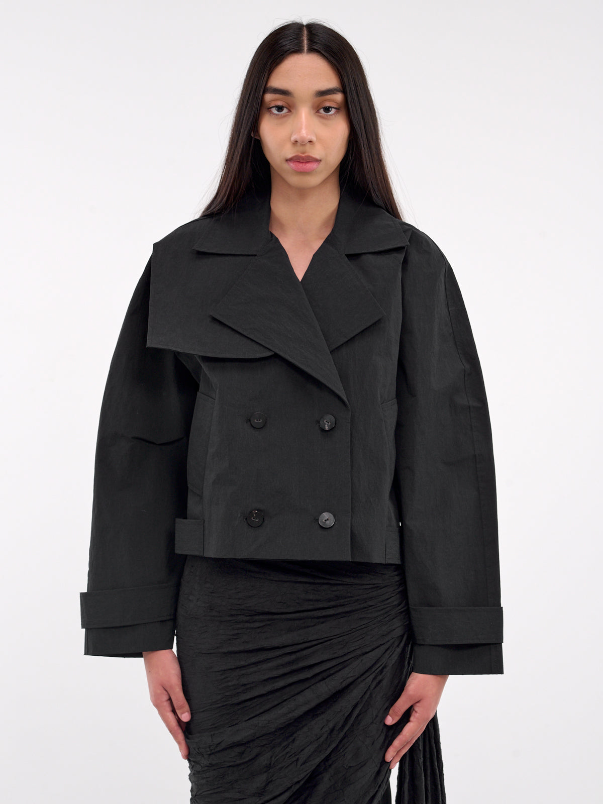 Cropped Trench Jacket (09JA01BK-KBLACK)