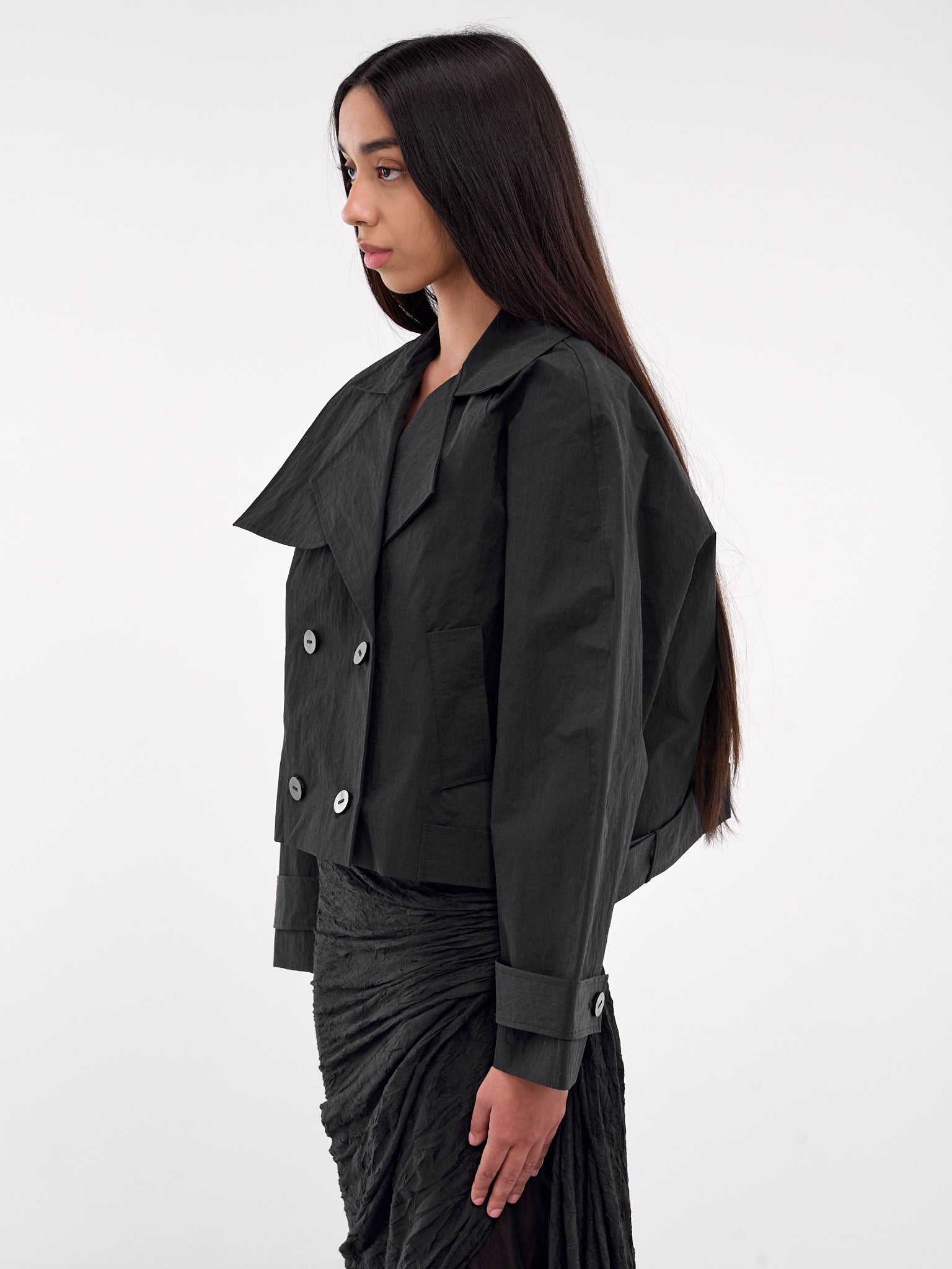 Cropped Trench Jacket (09JA01BK-KBLACK)