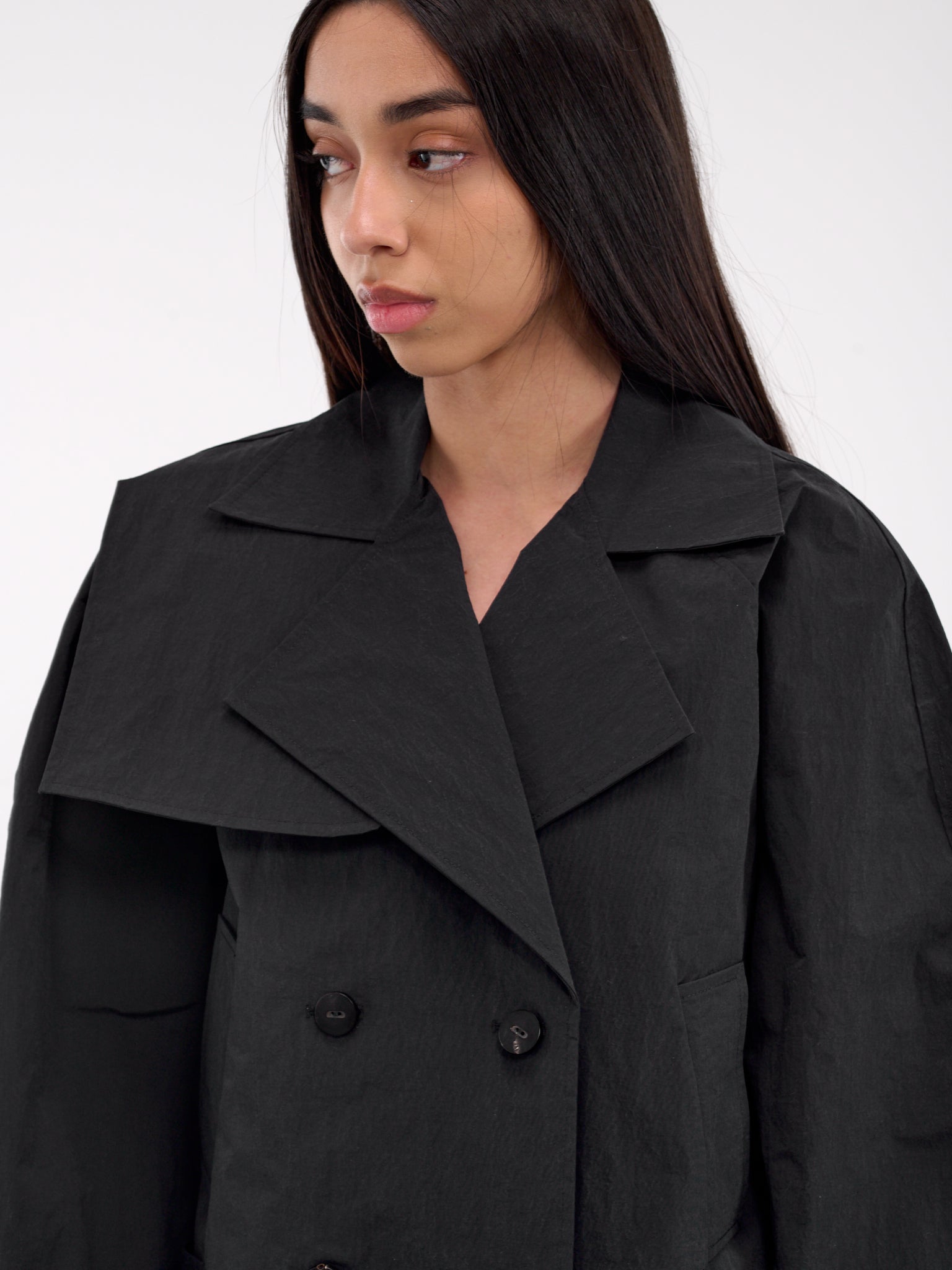 Cropped Trench Jacket (09JA01BK-KBLACK)