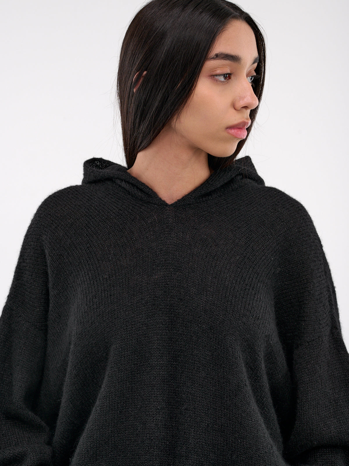 Hand-Knit Oversized Hoodie (09T10BK-BLACK)