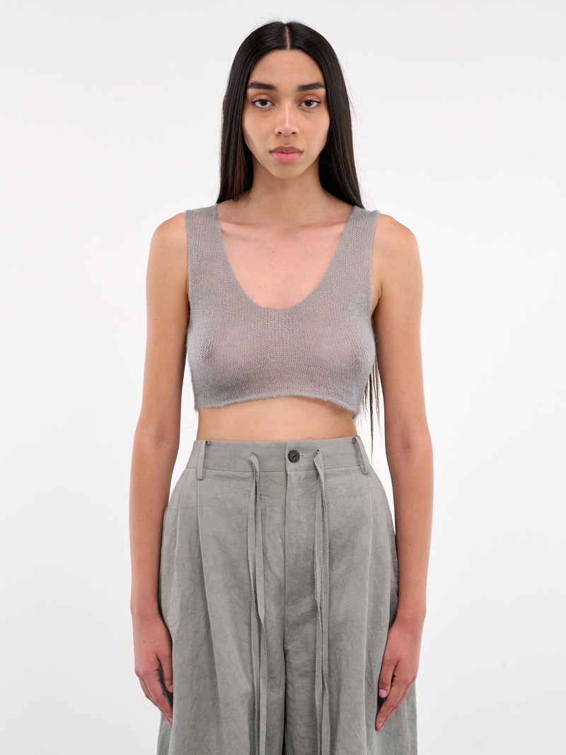 Hand-Knit Cropped Tank Top (09T11GR-GREY)