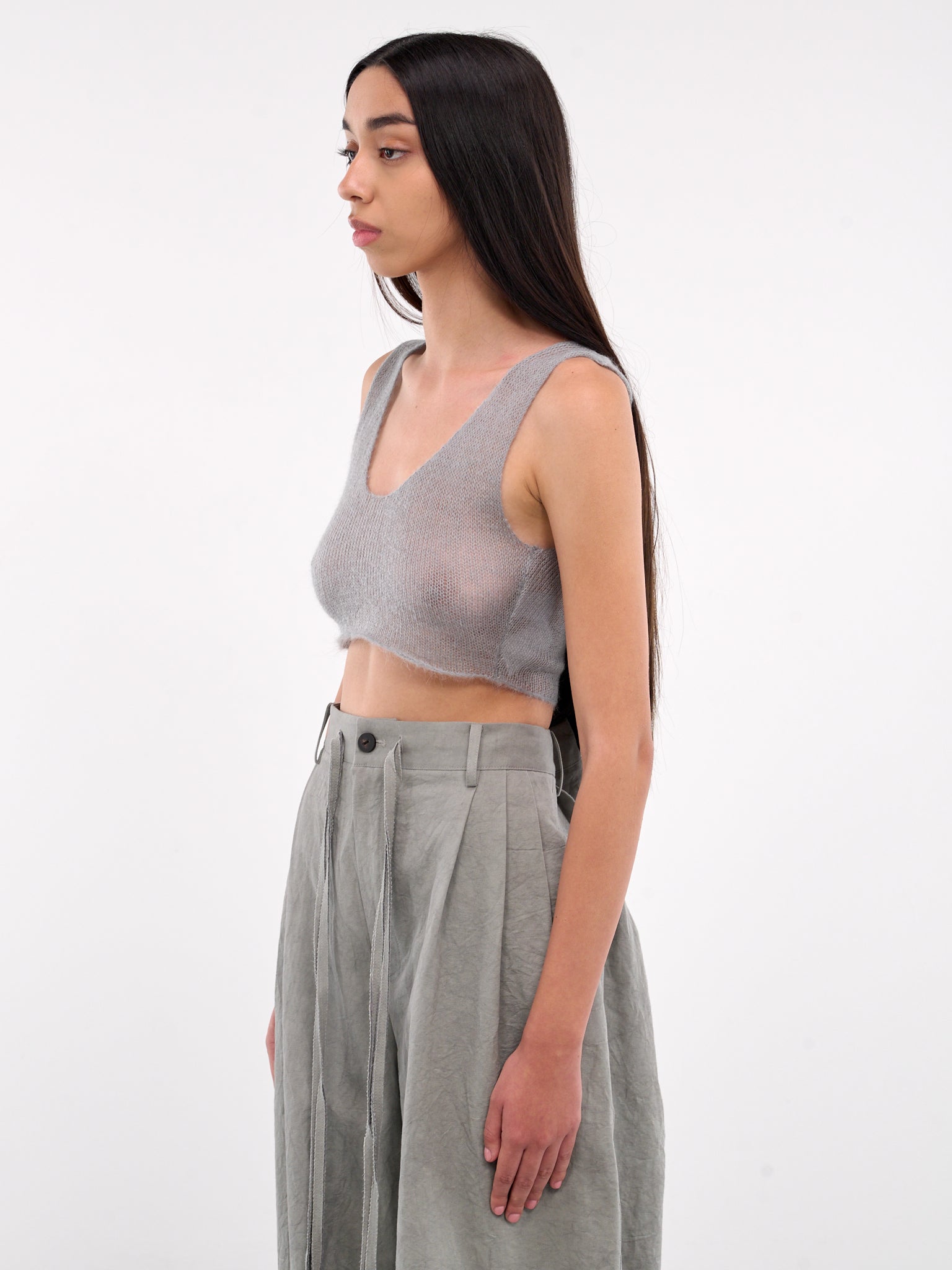 Hand-Knit Cropped Tank Top (09T11GR-GREY)