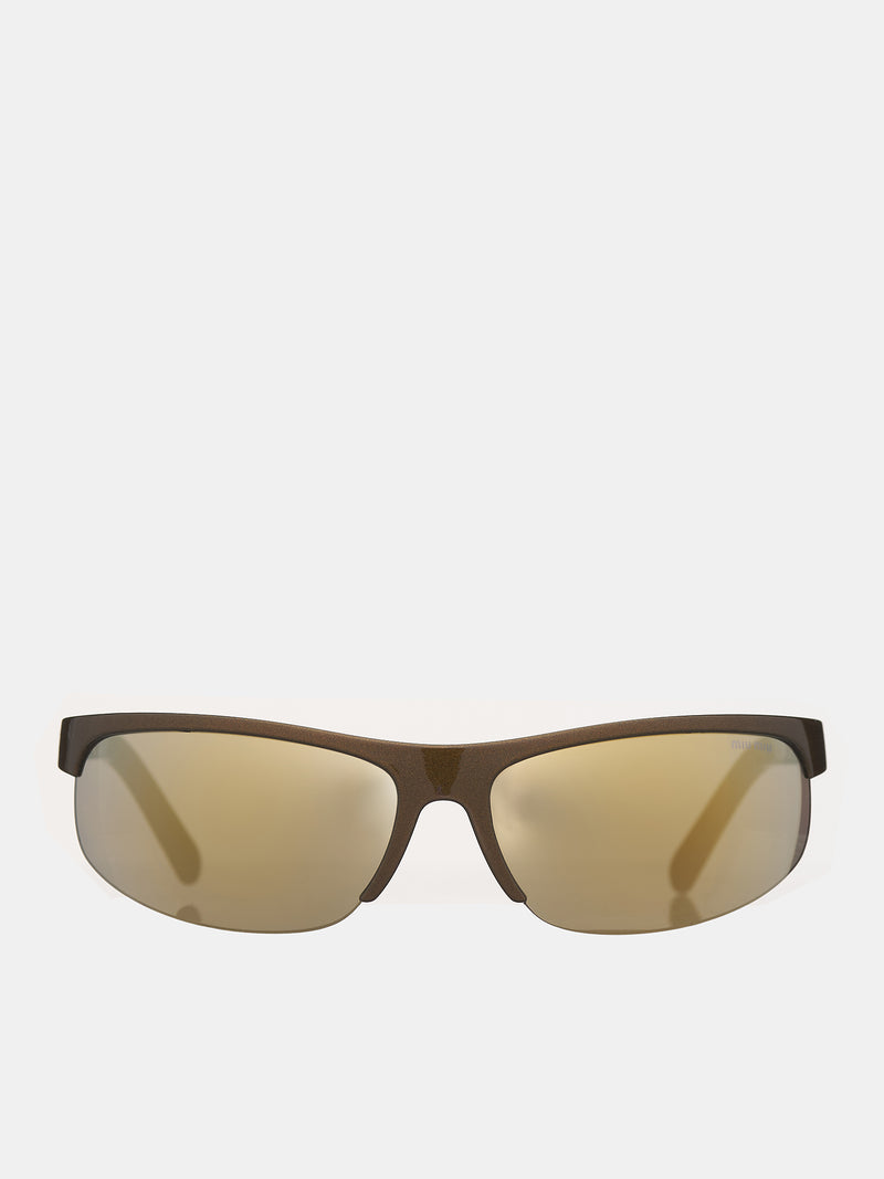 A02S Sunglasses (0MU-A02S-RUST-BROWN-MIRROR-GOL)