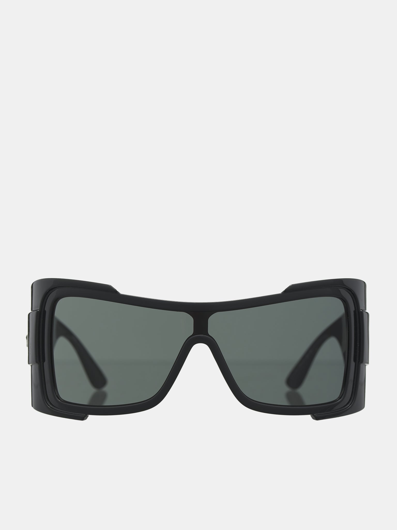 Wraparound Shield Sunglasses (0VE4451-BLACK-DARK-GREY)