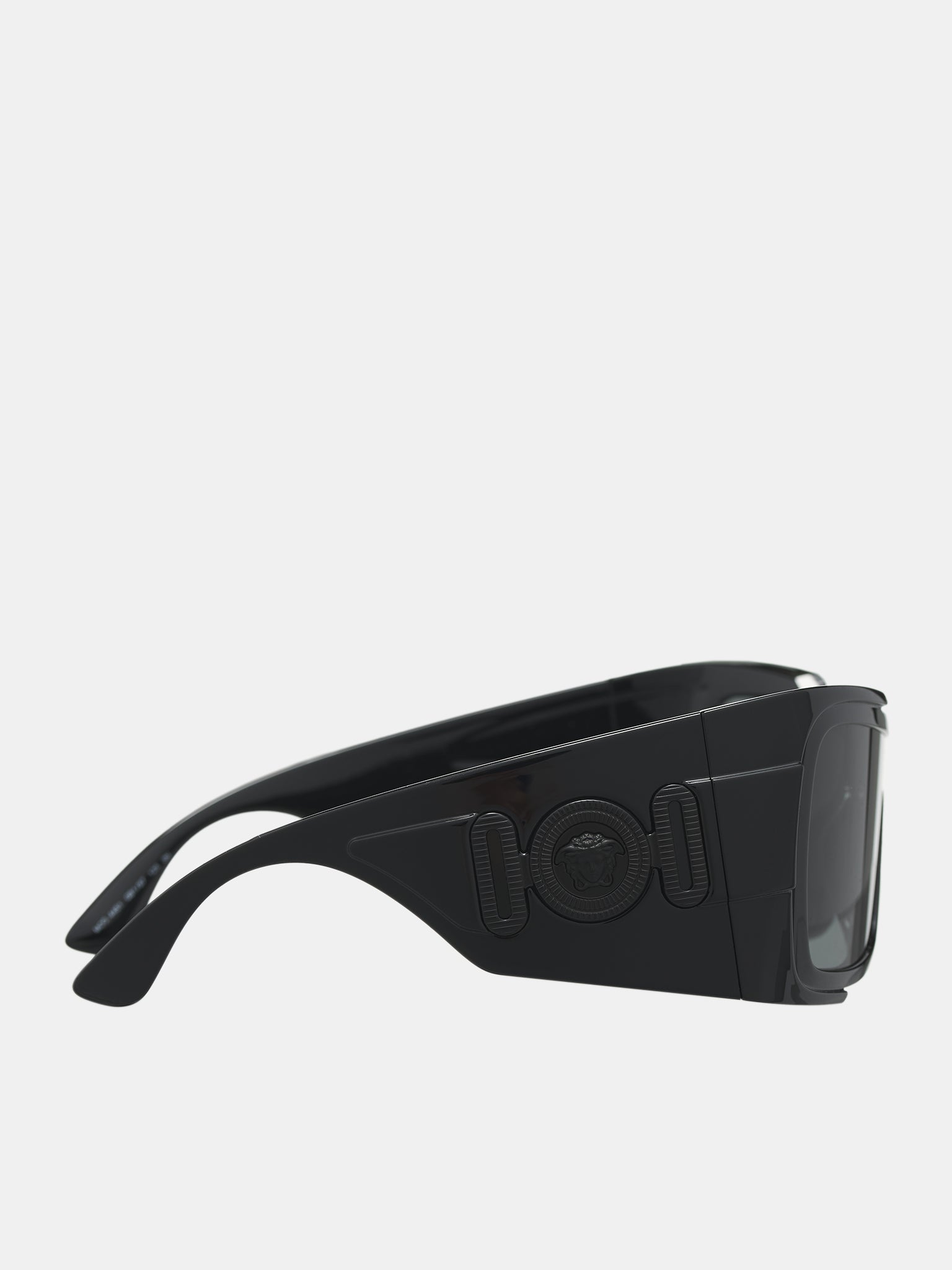 Wraparound Shield Sunglasses (0VE4451-BLACK-DARK-GREY)