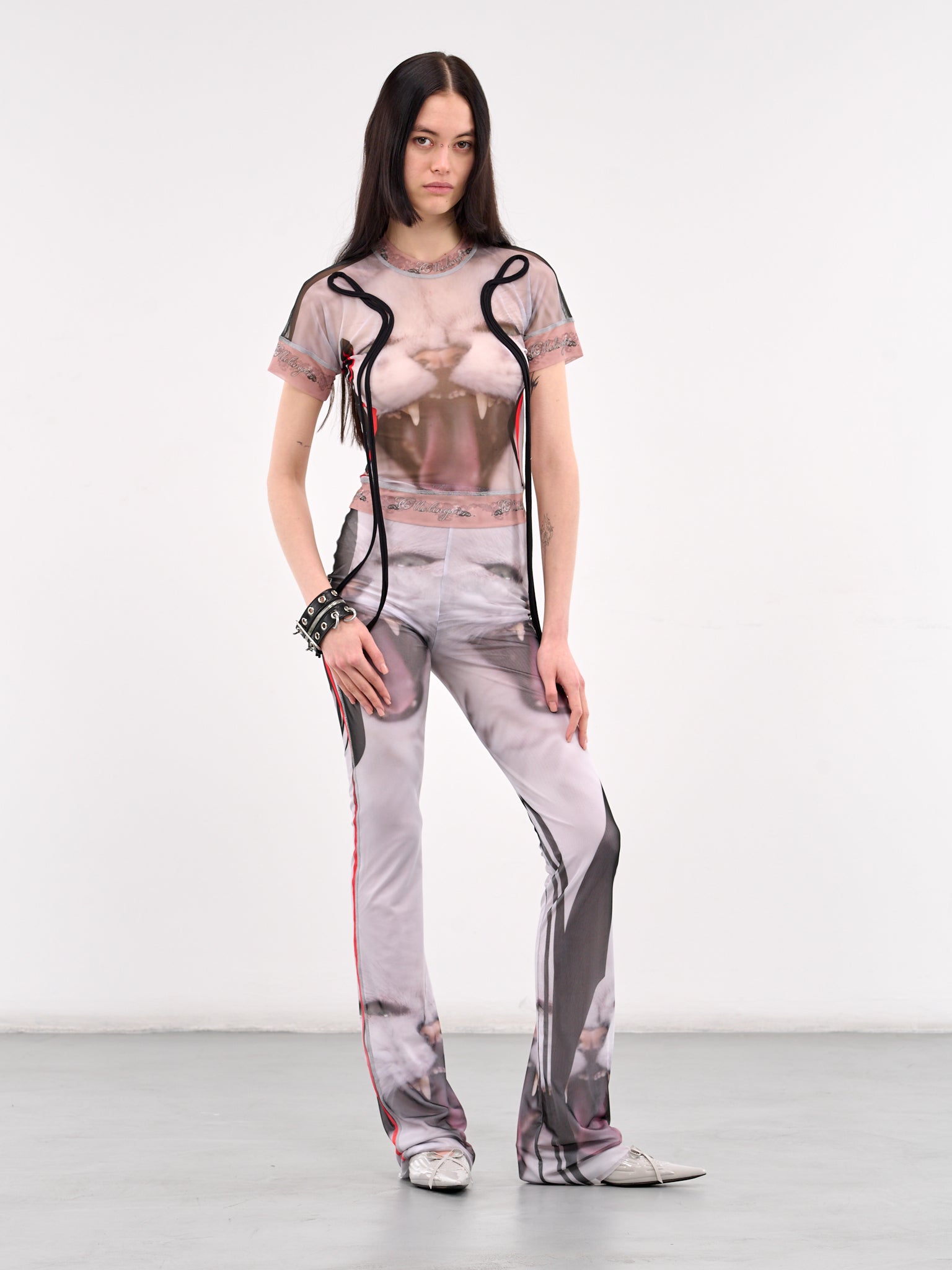 Printed Mesh Pants (10120050102-PRINT-WHITE)