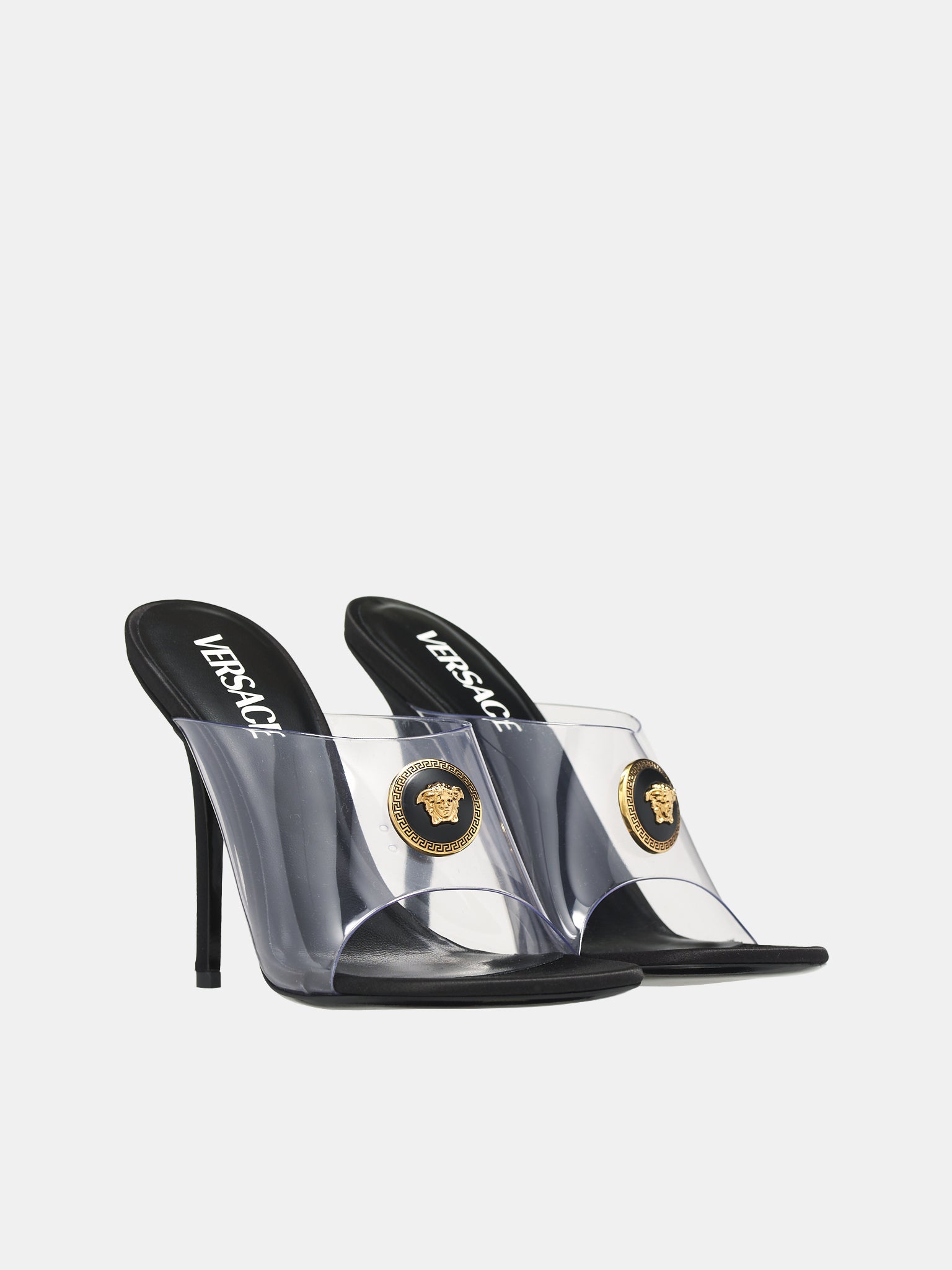 Transparent Heeled Mules (1012468-1A08652-BLACK-GOLD)