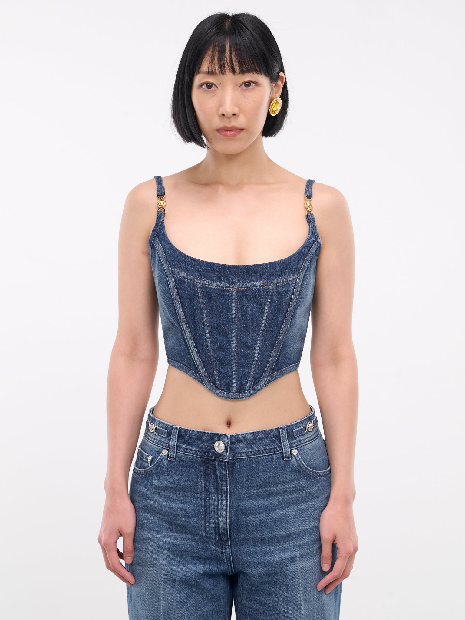 Medusa '95 Denim Corset Top (1016275-1A07079-1D030-DENIM-BL)