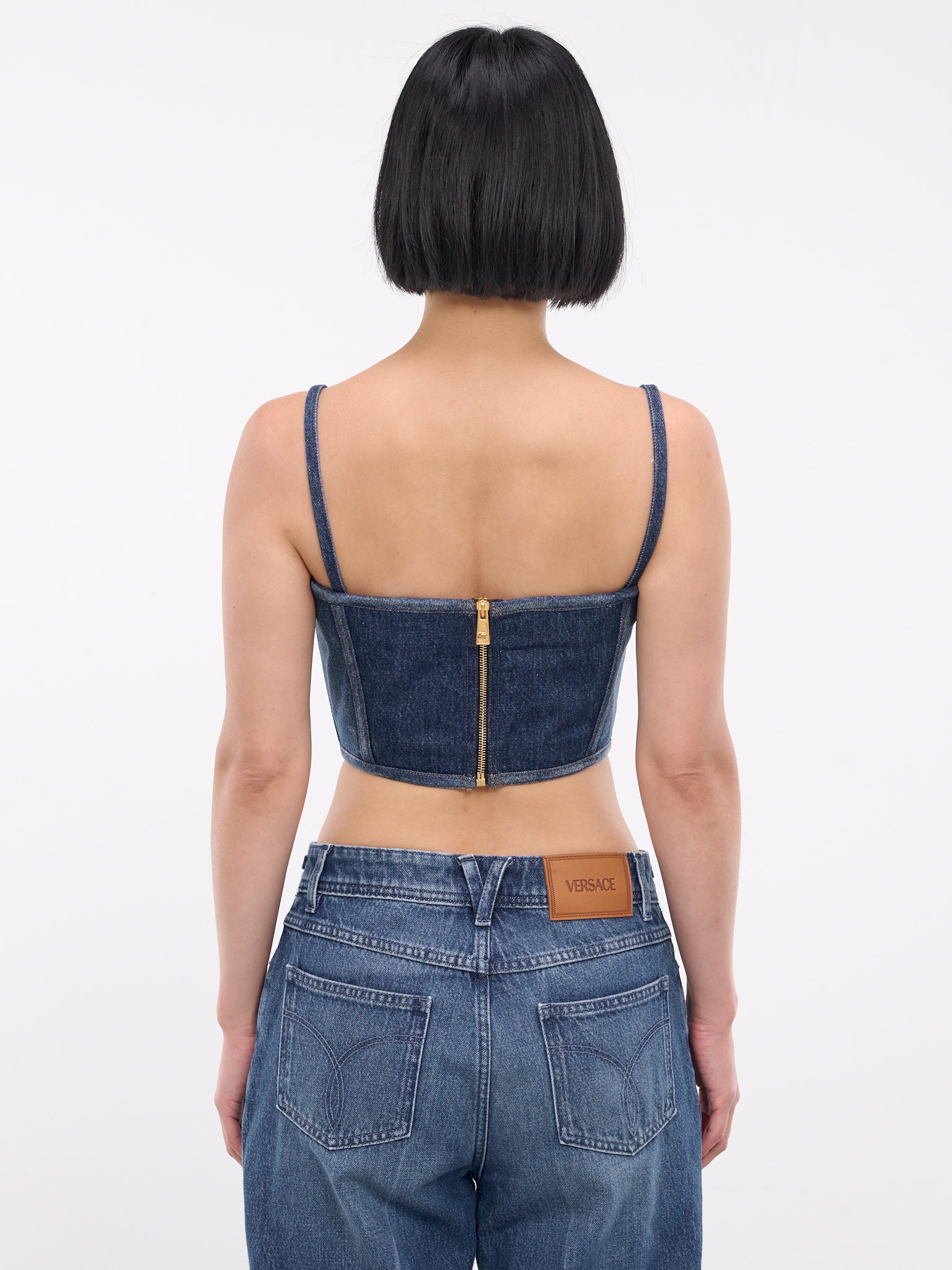 Medusa '95 Denim Corset Top (1016275-1A07079-1D030-DENIM-BL)