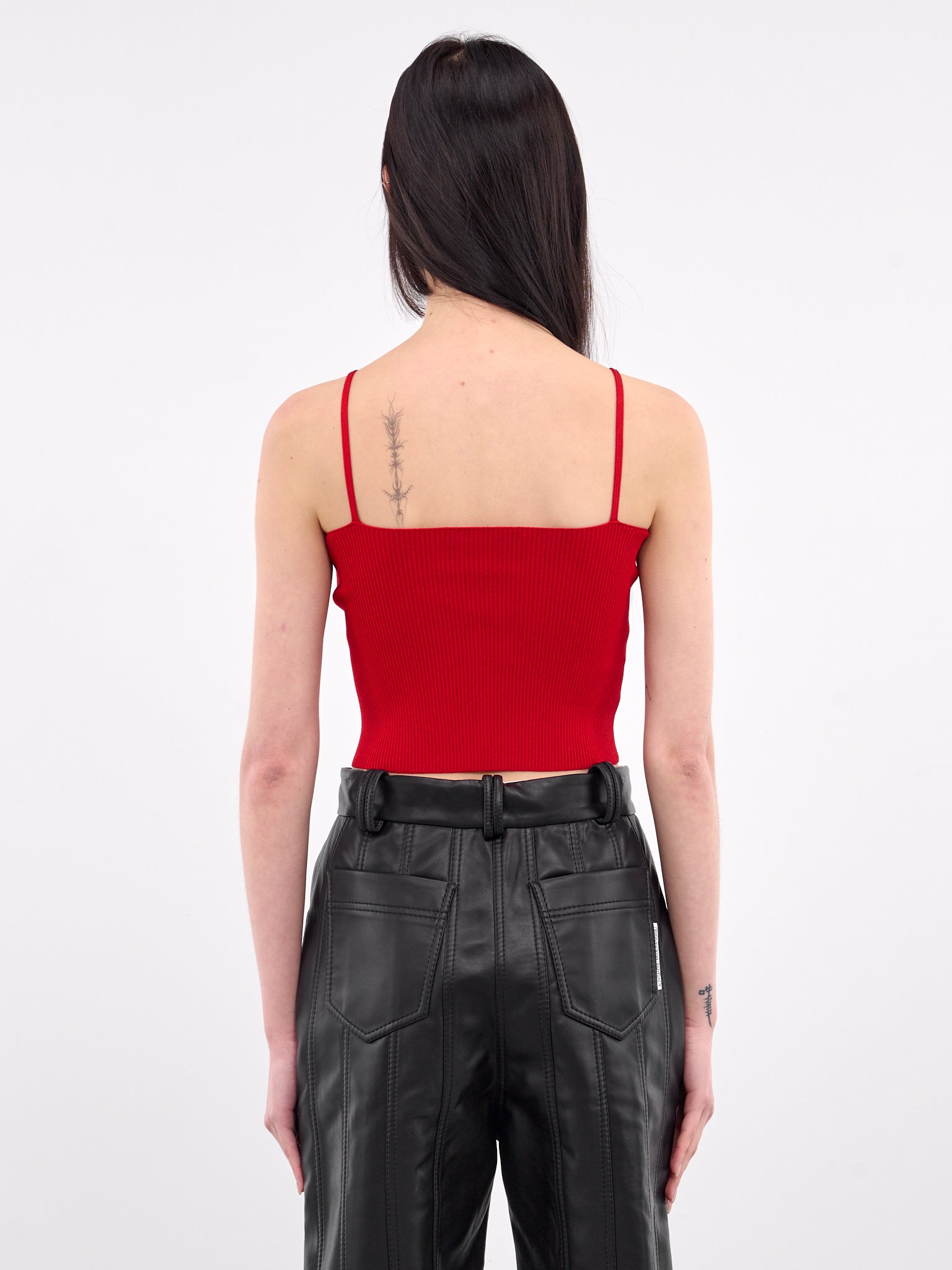 Safety Pin Knit Crop Top (1017770-1A12699-LIPSTICK-RED)