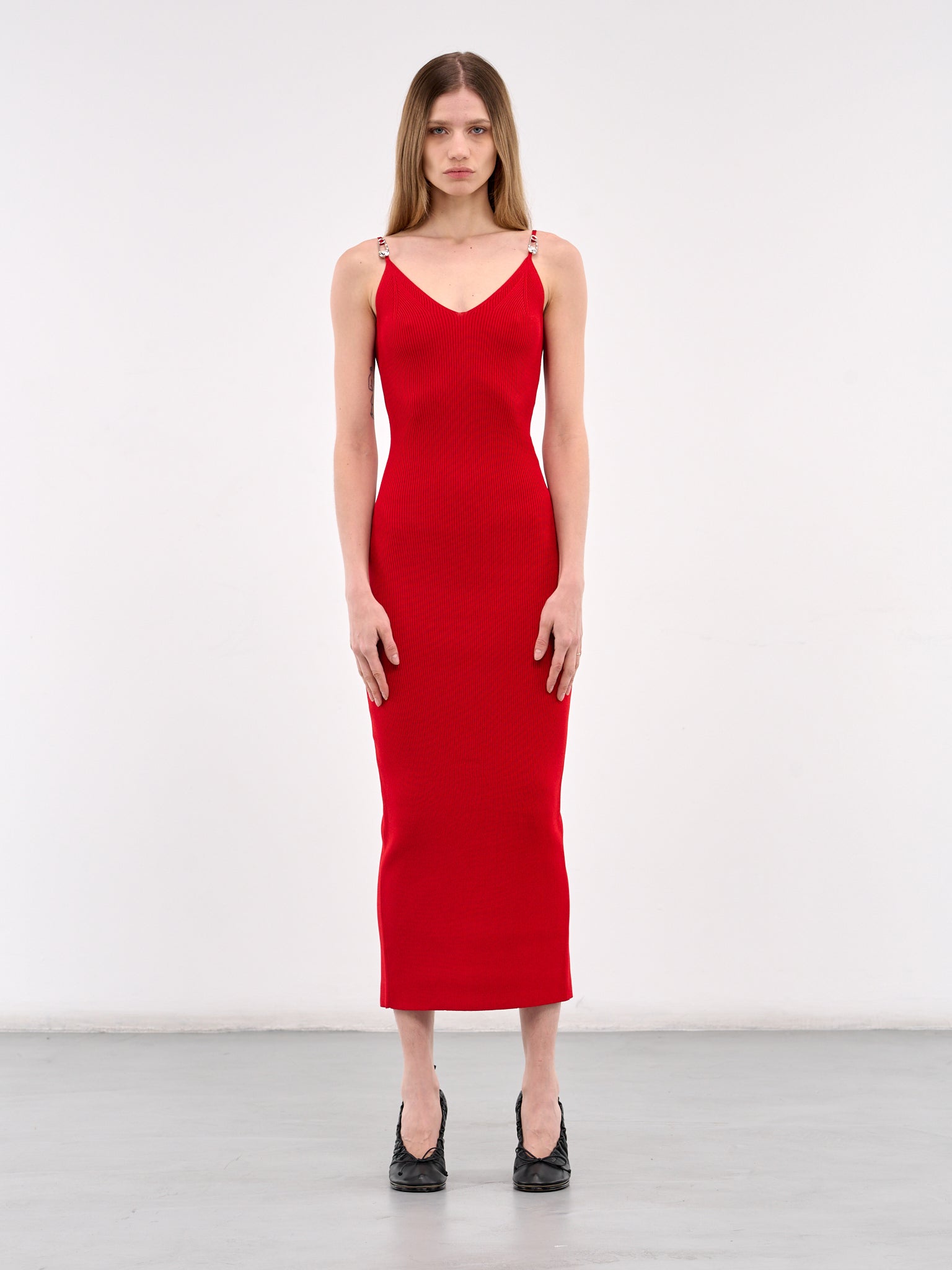 Safety Pin Knit Midi Dress (1018586-1A12699-LIPSTICK-RED)