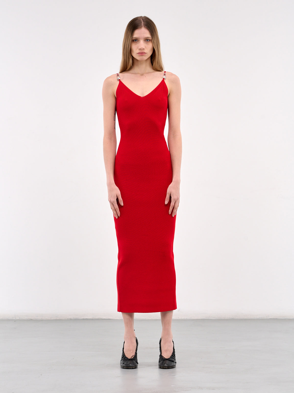 Safety Pin Knit Midi Dress (1018586-1A12699-LIPSTICK-RED)