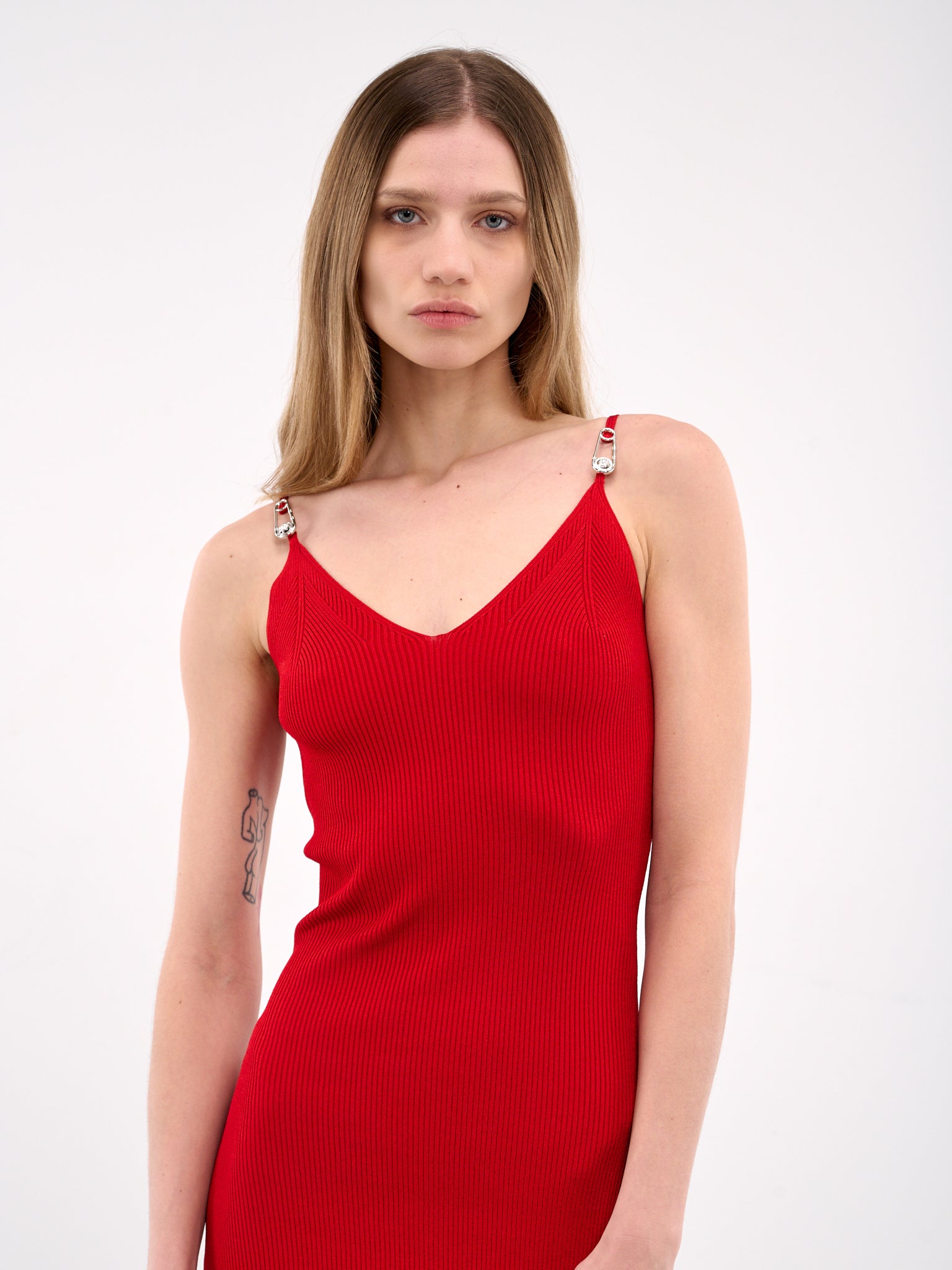 Safety Pin Knit Midi Dress (1018586-1A12699-LIPSTICK-RED)