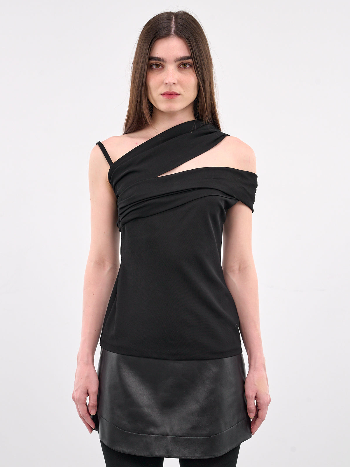 One-Shoulder Gathered Top (1018683-1A12923-BLACK)