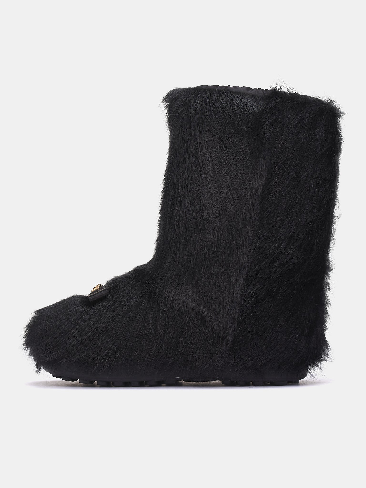 Gianni Ribbon Shearling Boots (1018844-1A12819-BLACK-GOLD)