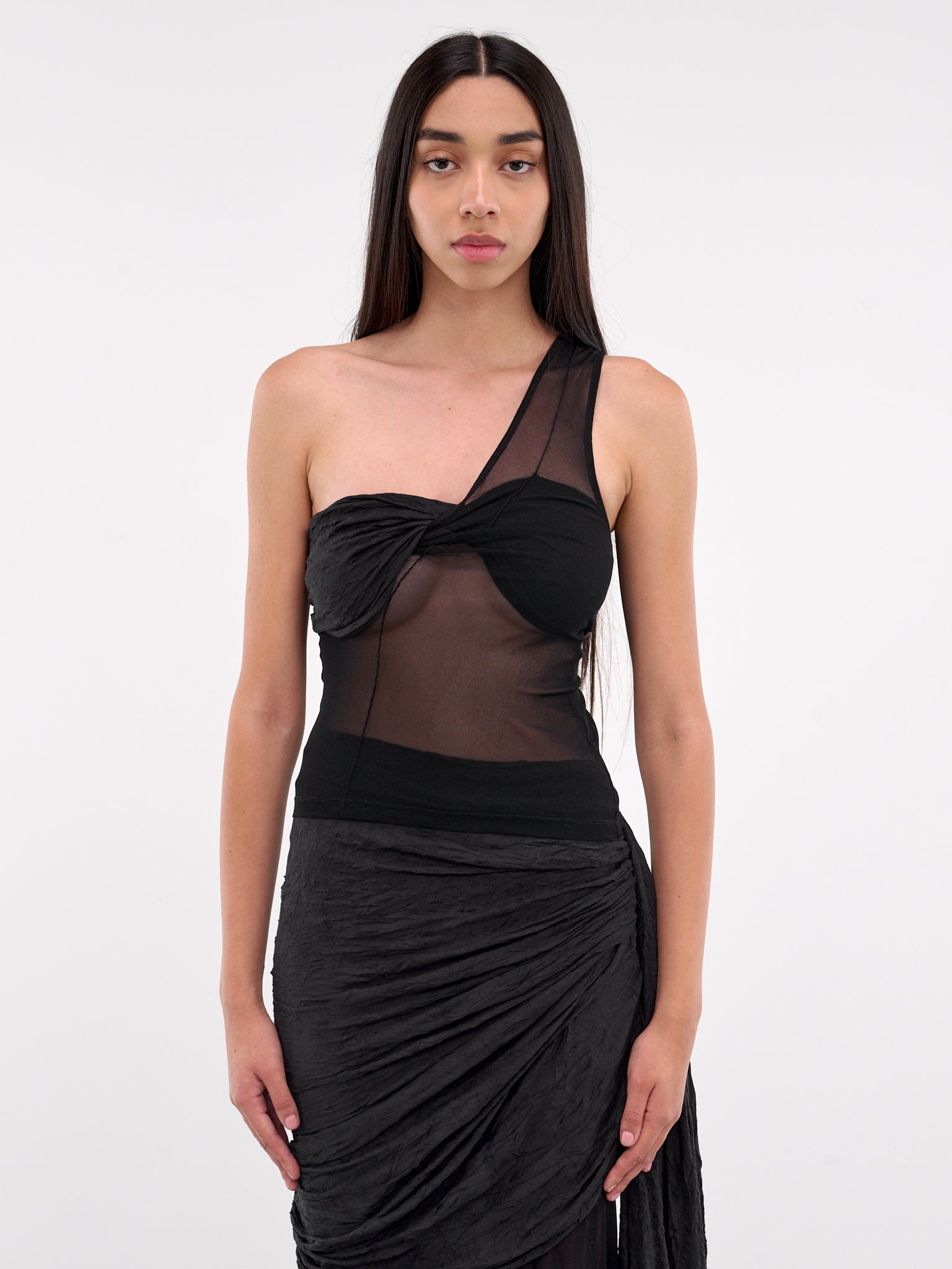 Asymmetric Draped Top (09T05BK-BLACK)