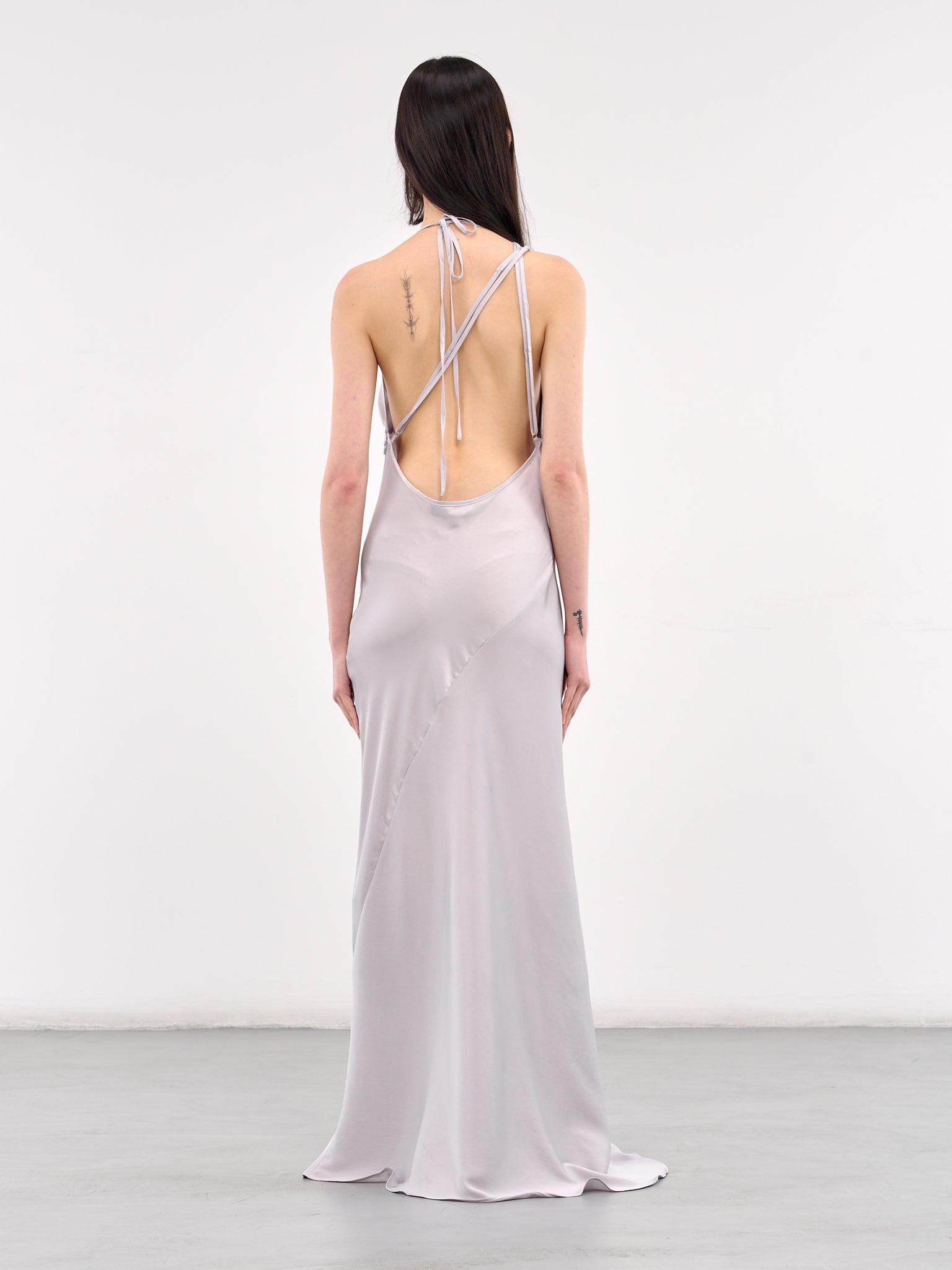 Asymmetric Draped Dress (102DR010-F535-SILVER-GREY)