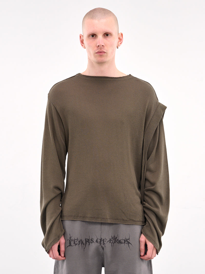 Deconstructed Linen Long Sleeve Tee (10510120601-GREEN)