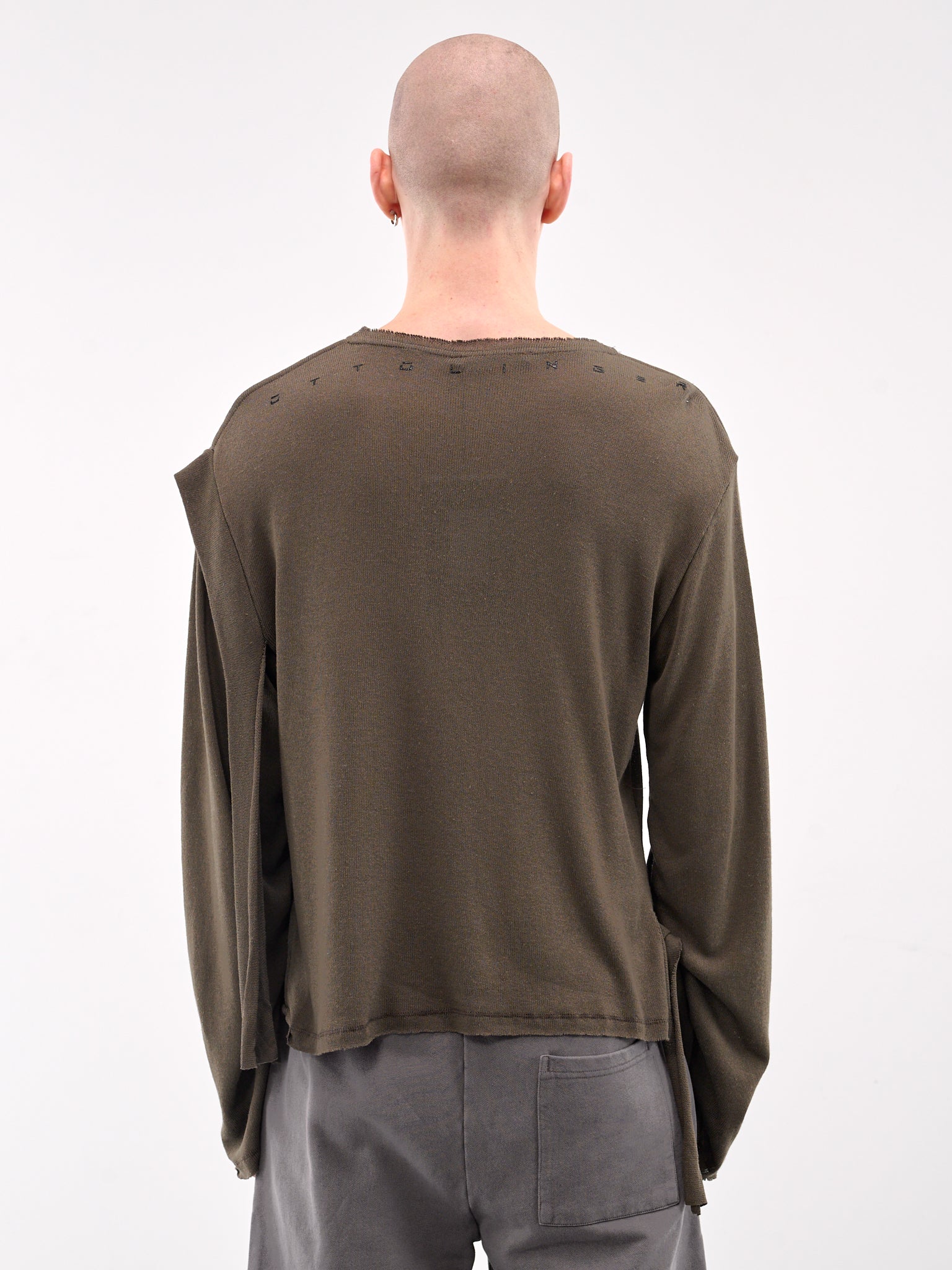 Deconstructed Linen Long Sleeve Tee (10510120601-GREEN)