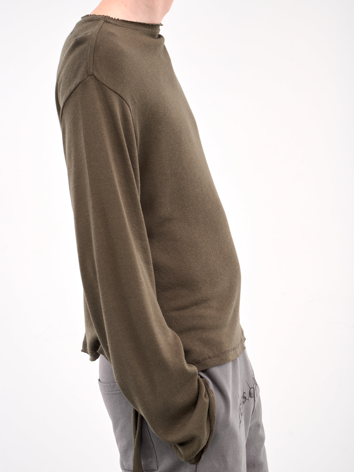 Deconstructed Linen Long Sleeve Tee (10510120601-GREEN)