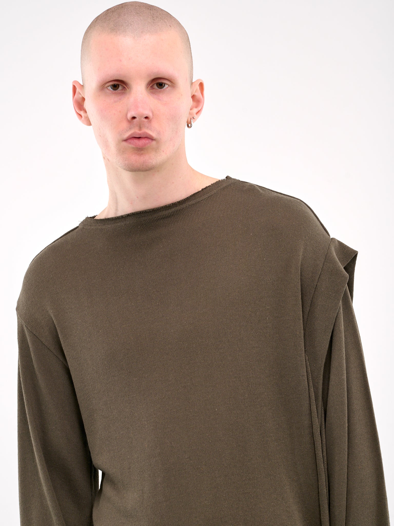 Deconstructed Linen Long Sleeve Tee (10510120601-GREEN)