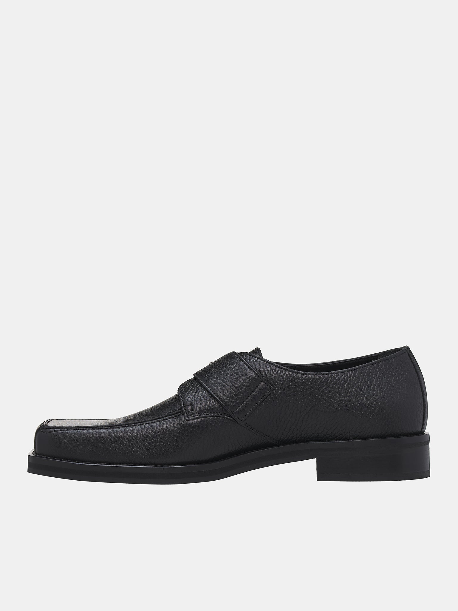 Square Toe Buckle Loafers (1055LP07001M-BLACK)