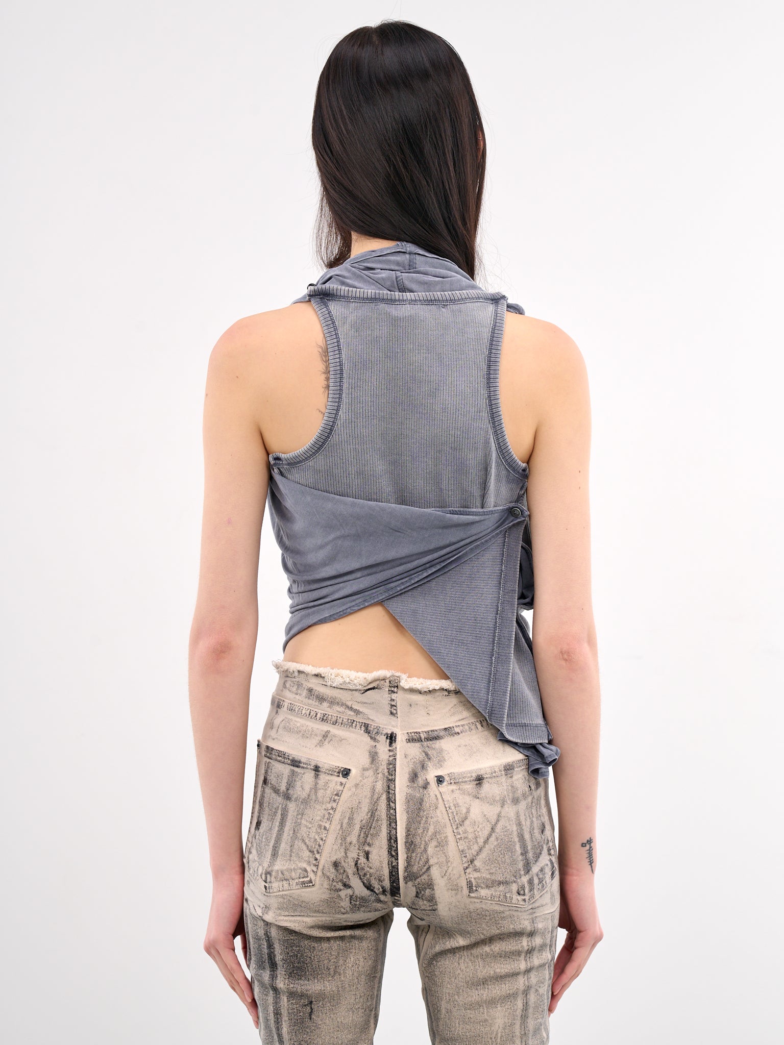 Insert Scarf Tank Top (105TO002-J100-WASHED-NAVY)