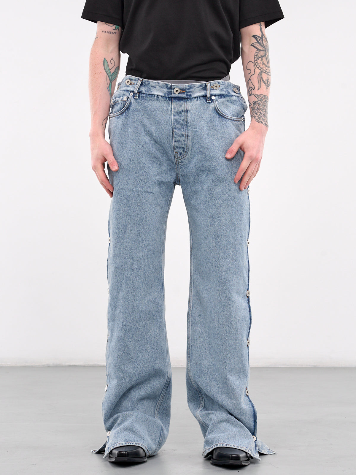 Collapsed Waist Jeans (107PA007-D14-ICE-BLUE-GREY)