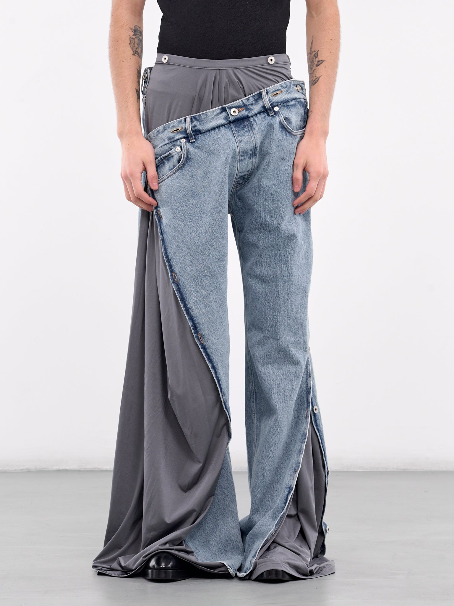 Collapsed Waist Jeans (107PA007-D14-ICE-BLUE-GREY)