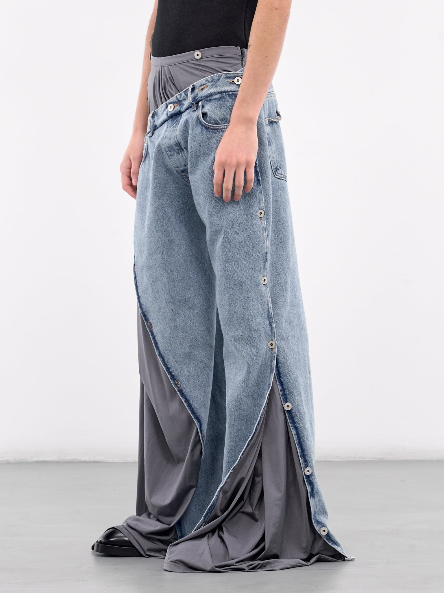 Collapsed Waist Jeans (107PA007-D14-ICE-BLUE-GREY)