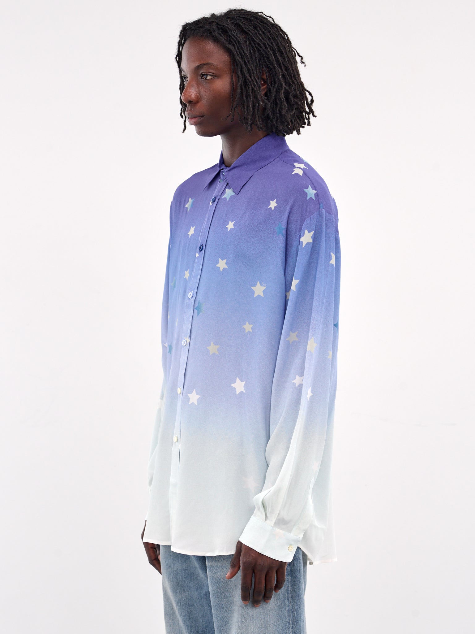 Printed Crepe Long Sleeve Shirt (10B003-STARRY)