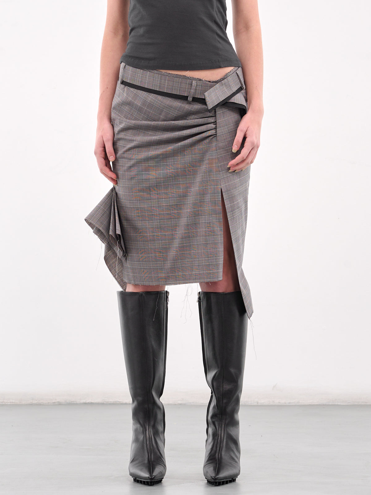 Drape Pencil Skirt (12330052302-GREY)