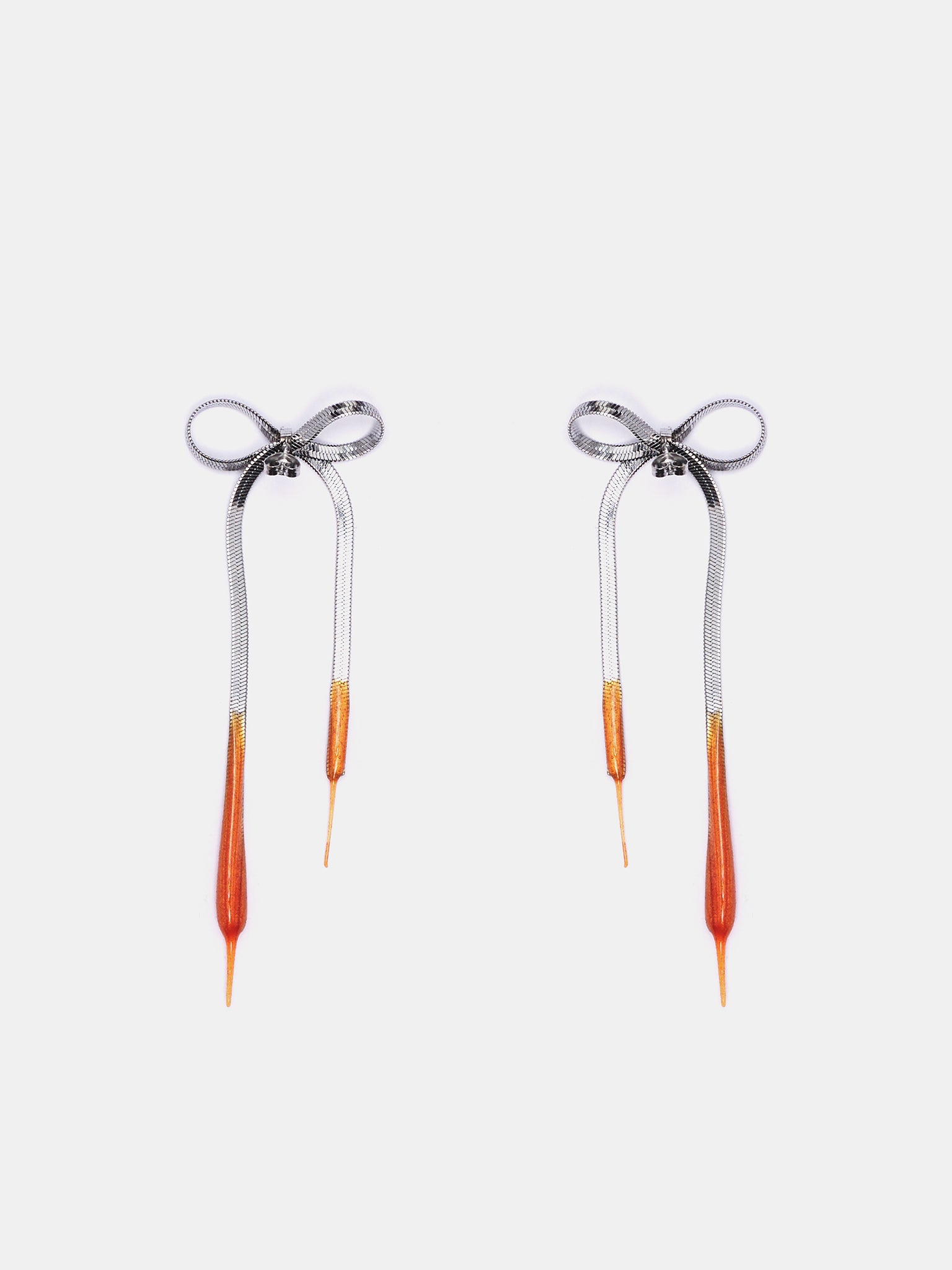 Laced Bow Earrings (12590032502-SILVER-ORANGE)