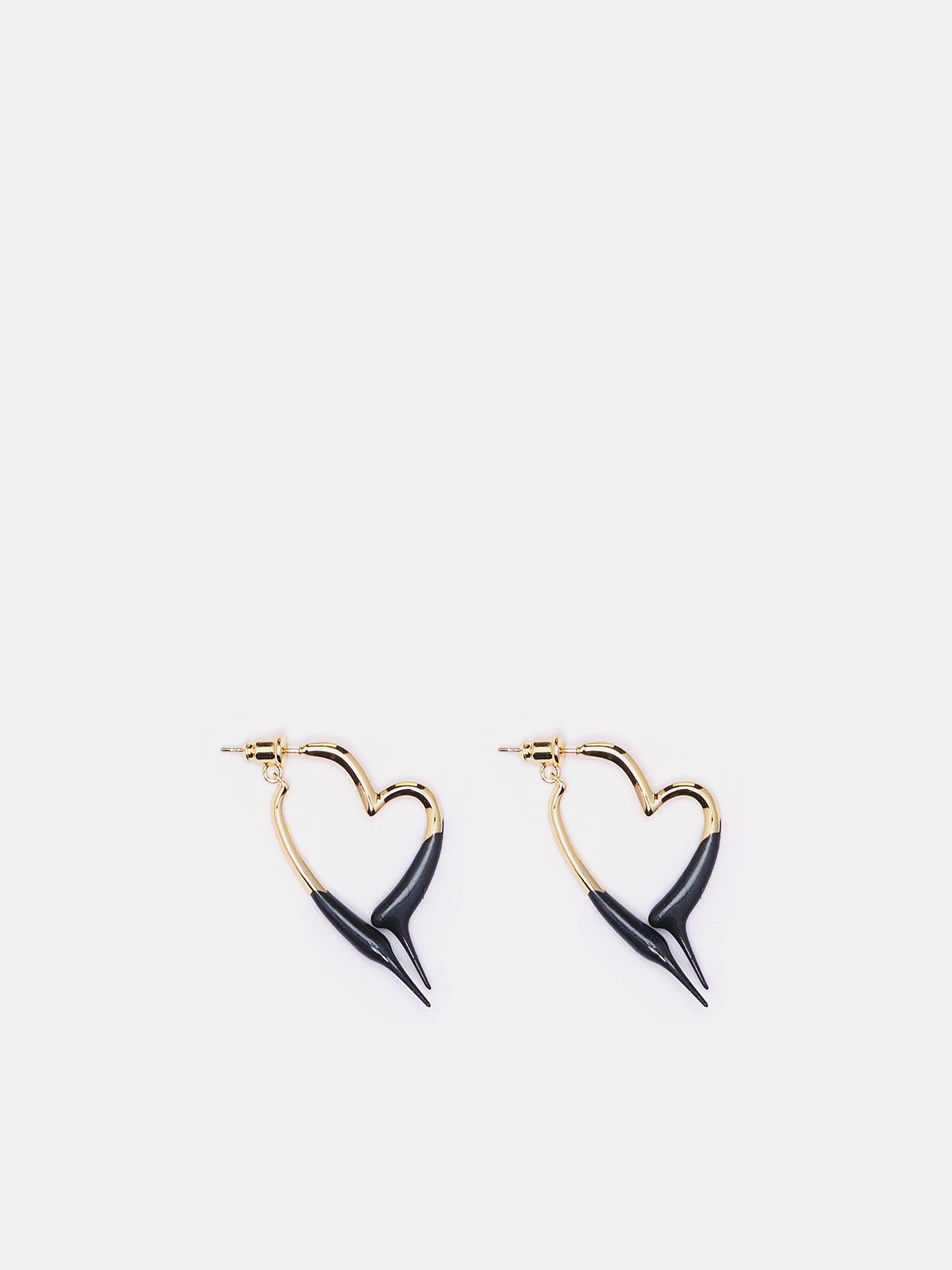 Heart Earrings (12590082501-GOLD-BLACK)