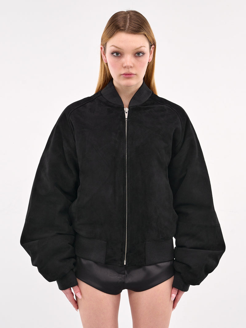 Suede Raglan Bomber Jacket (13011-RAGLAN-BLACK)