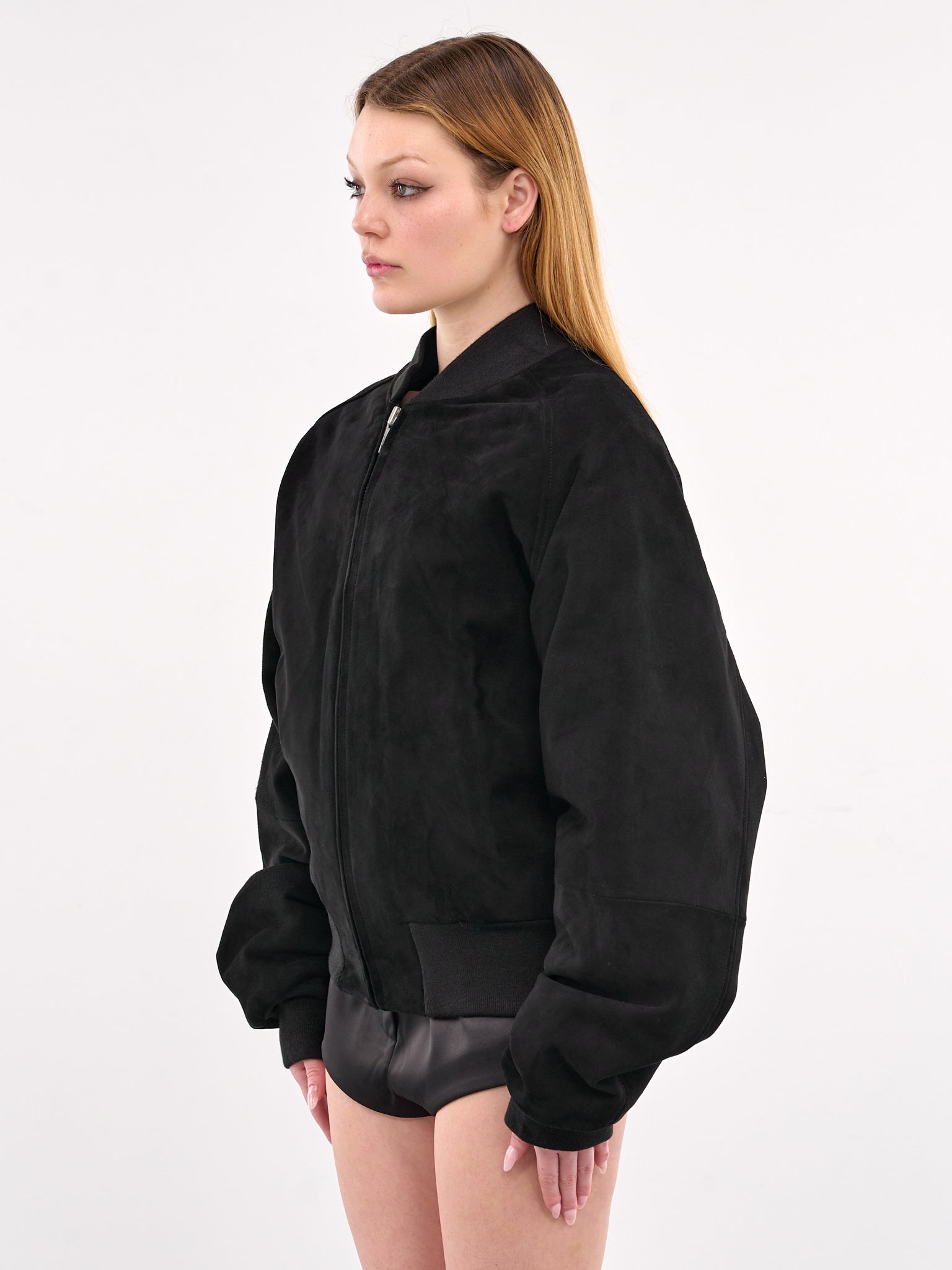 Suede Raglan Bomber Jacket (13011-RAGLAN-BLACK)