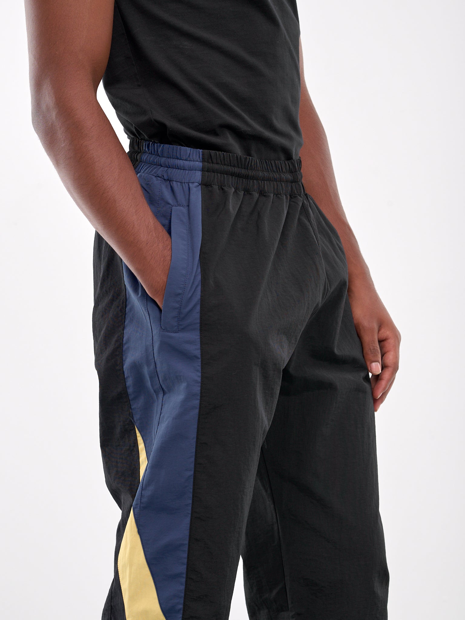 Paneled Track Pants (154WP01011-BLACK-YELLOW)