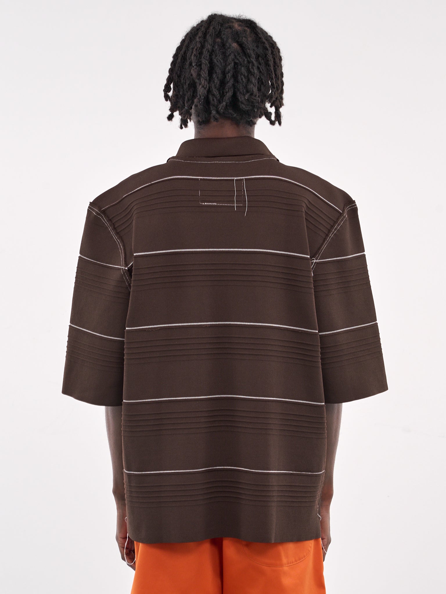 Striped Zip Polo Shirt (19-03-05-01-BROWN)