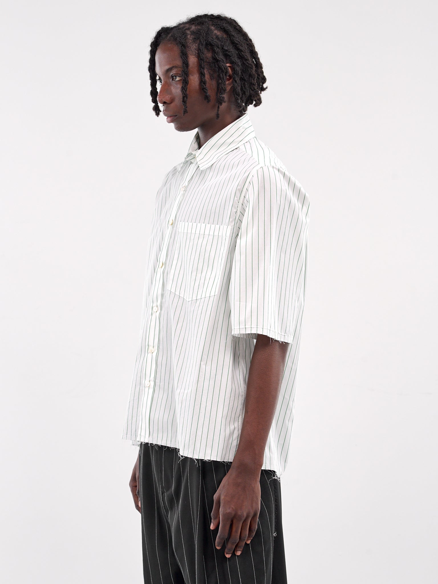 Striped Boxy Shirt (19-04-02-01-WHITE-GREEN-STRIPE)