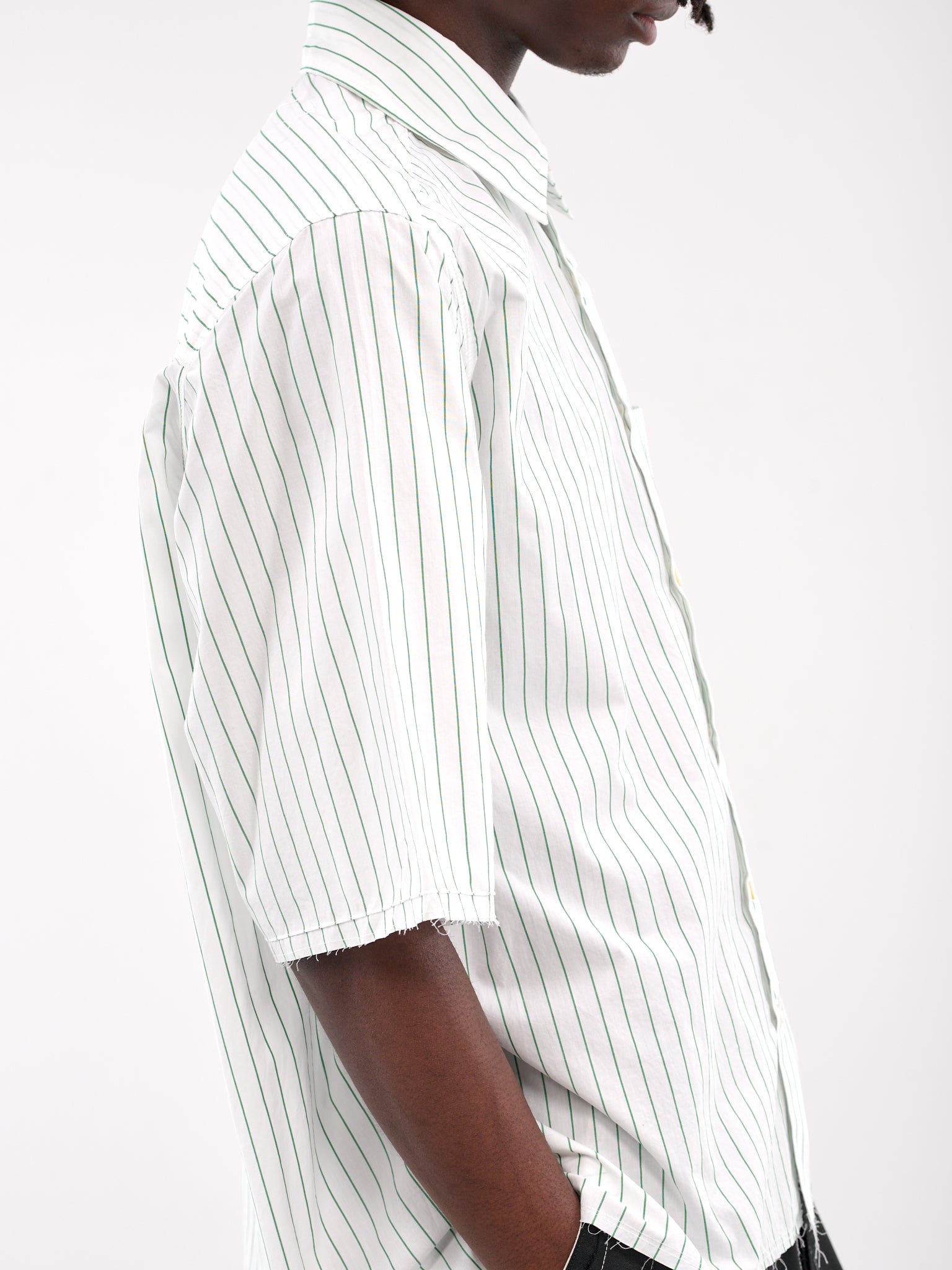 Striped Boxy Shirt (19-04-02-01-WHITE-GREEN-STRIPE)