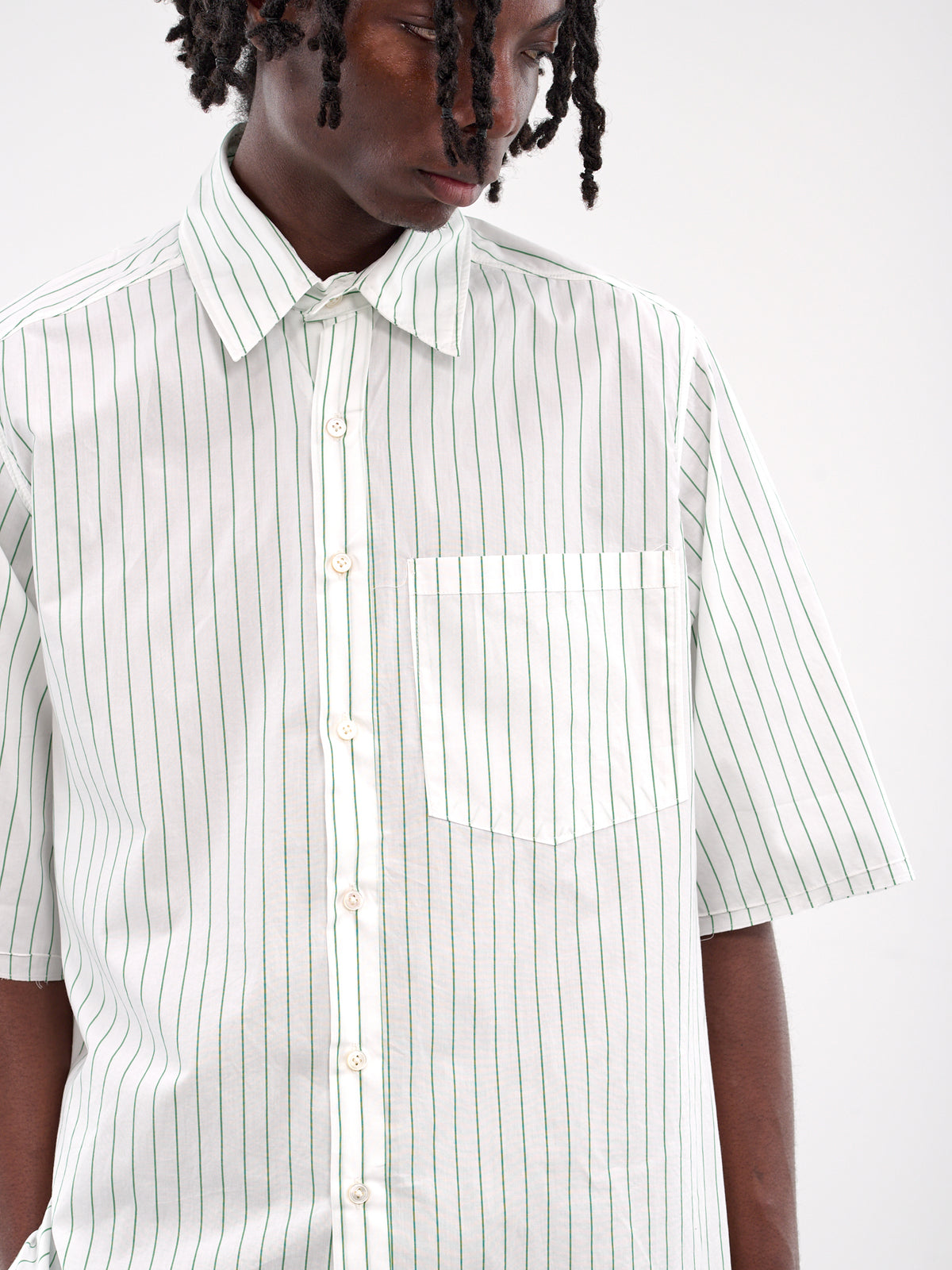 Striped Boxy Shirt (19-04-02-01-WHITE-GREEN-STRIPE)