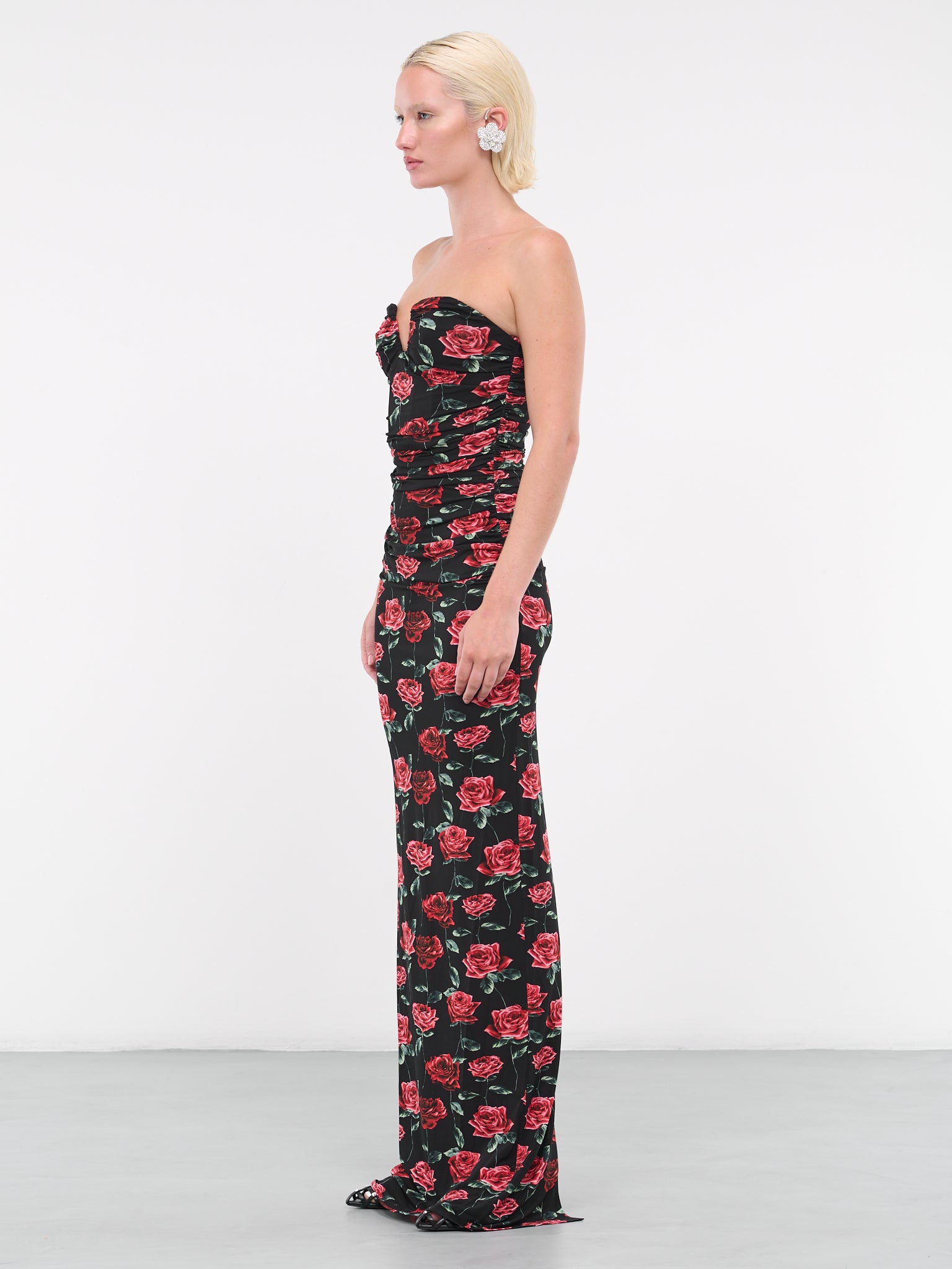 Floral bustier jersey maxi dress in black - Magda Butrym