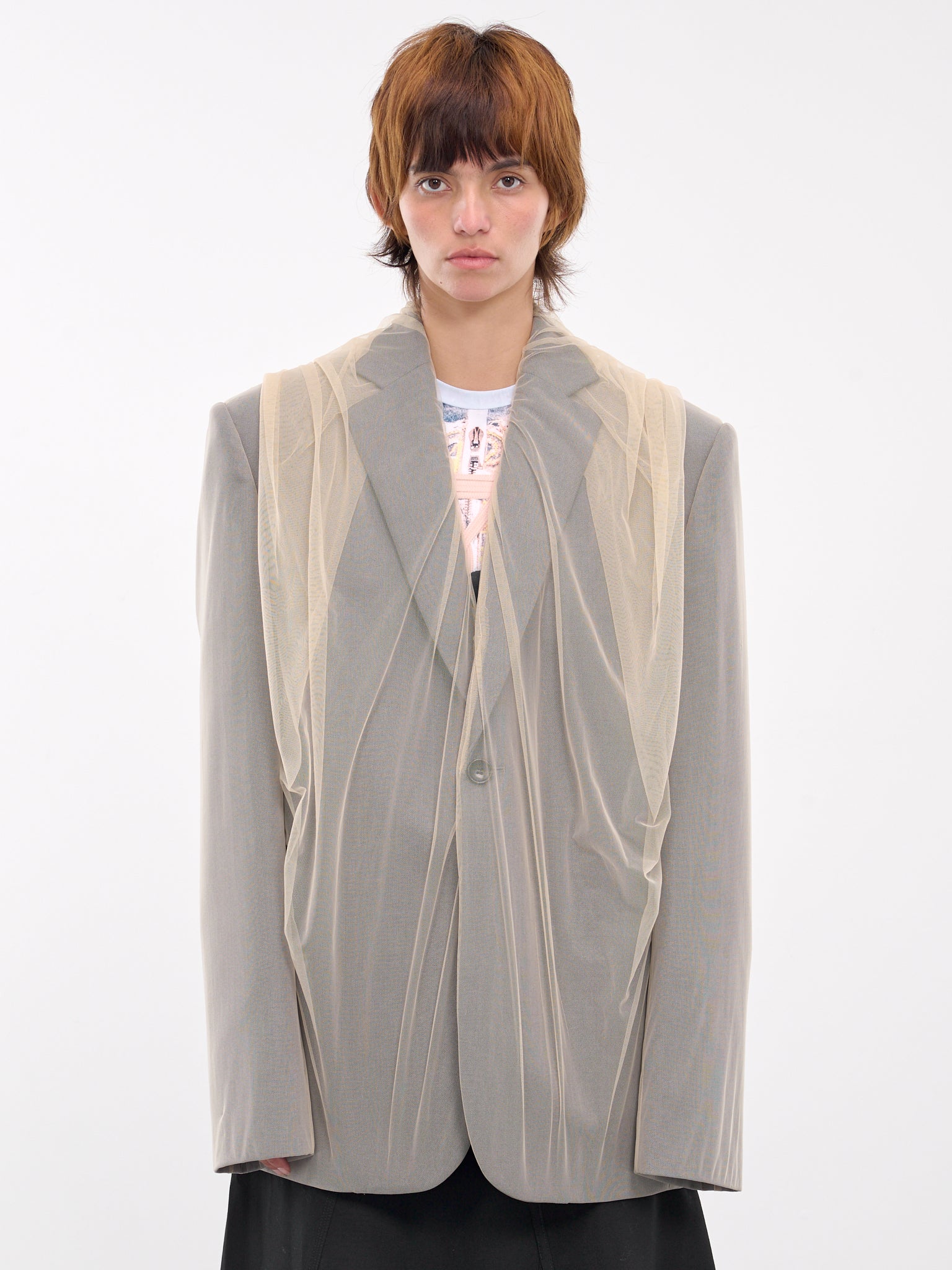 Draped Hood Blazer (201BL006-F546-LIGHT-GREY)